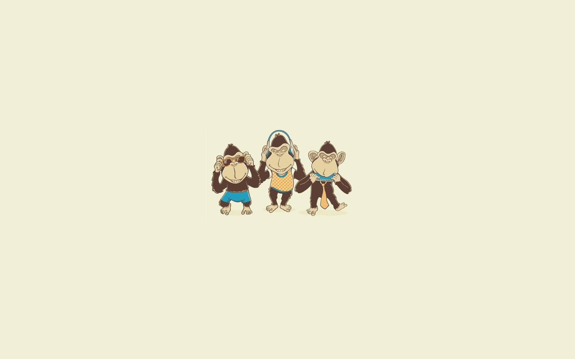 minimalism, monkey, 1080P, wise, monkeys, HD Wallpaper
