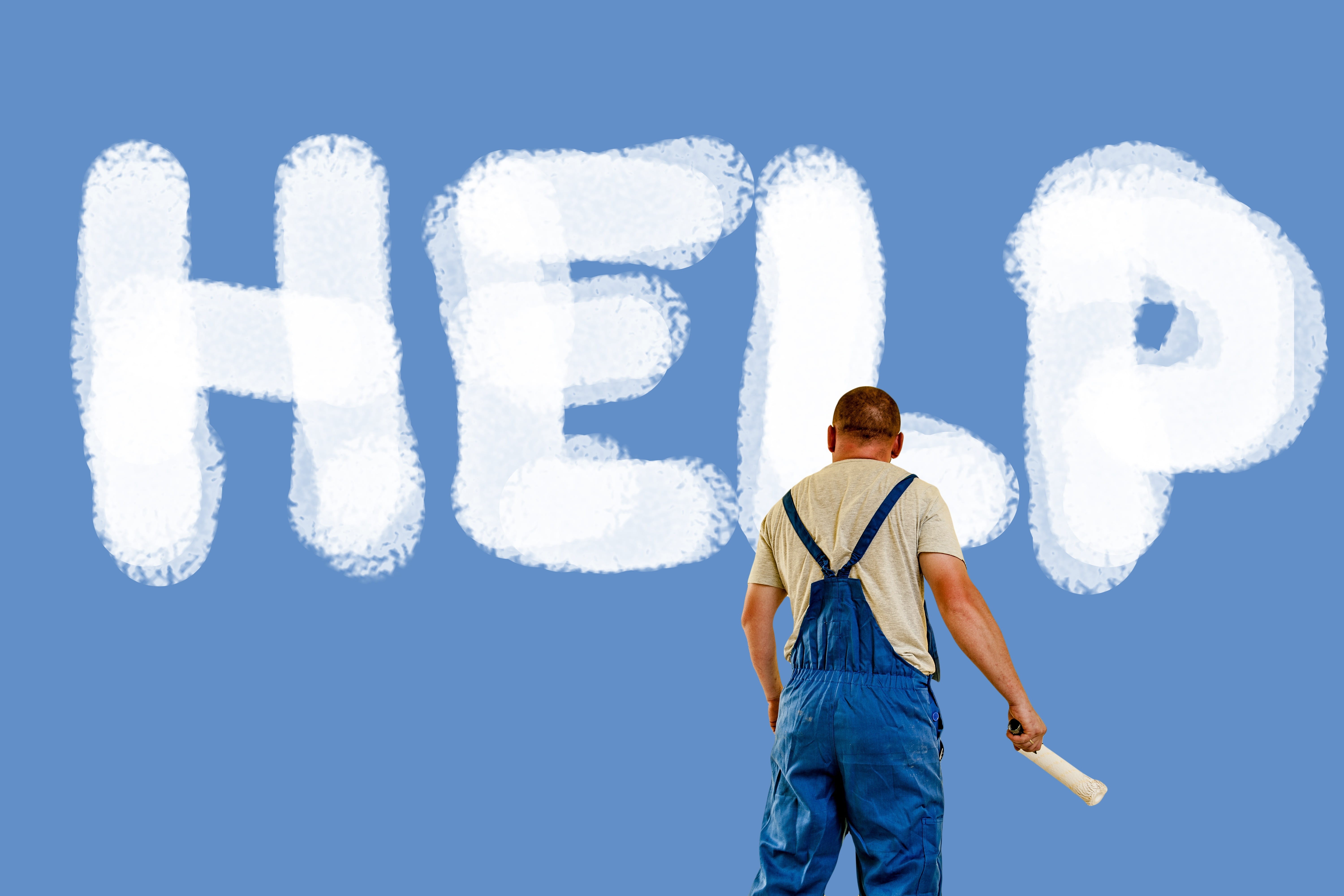 blue, message, nature, standing, faq, holding, communication, casual clothing, cloud, sign, paint, day, response, cloud - sky, men, adult, sky, support, HD Wallpaper