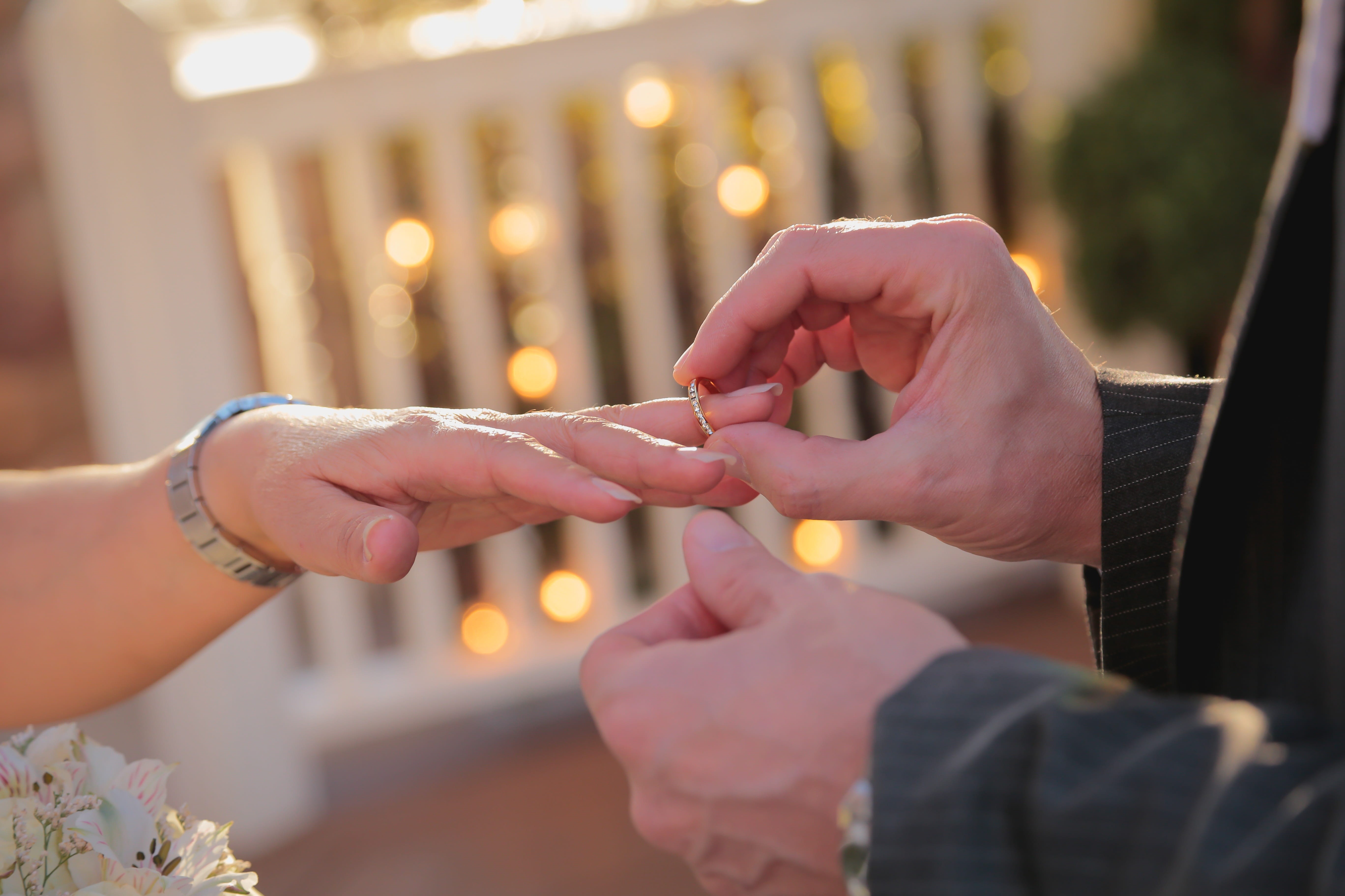 positive emotion, two people, real people, celebration, body part, human body part, lifestyles, human hand, marriage, wedding ceremony, finger, jewelry, HD Wallpaper
