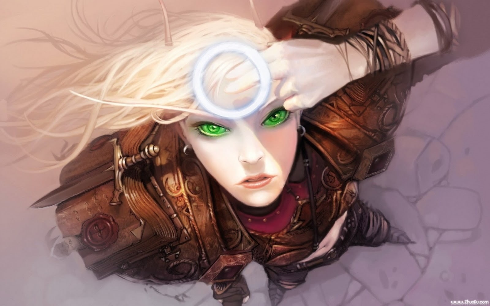 front view, artwork, woman, female likeness, Hearthstone: Heroes of Warcraft, human representation, armor, close-up, one person, beautiful woman, hairstyle, HD Wallpaper