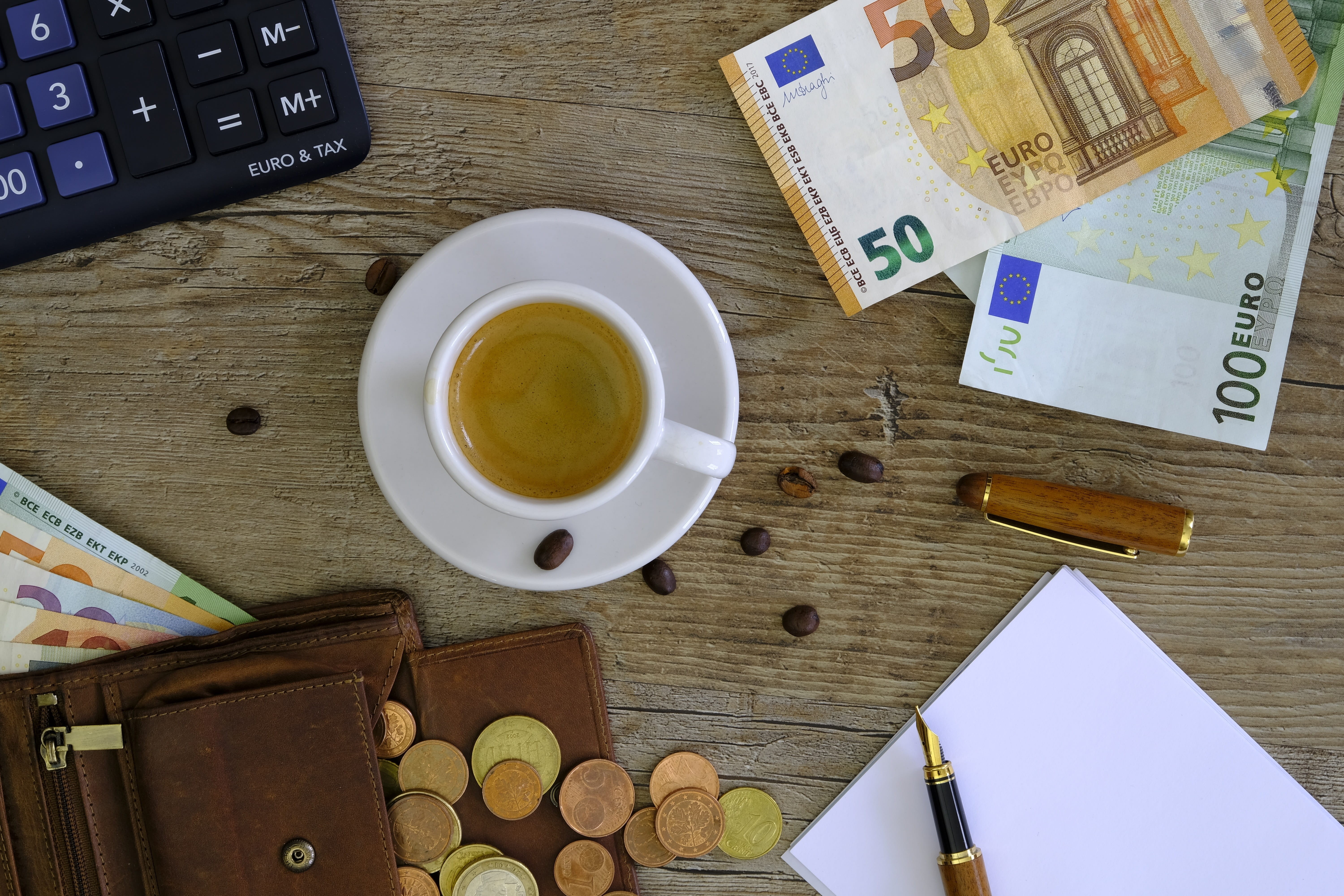 save, purse, paper, espresso, control, economy, profit, indoors, desktop computer, count, business, cup, capital, expensive, crockery, high angle view, HD Wallpaper