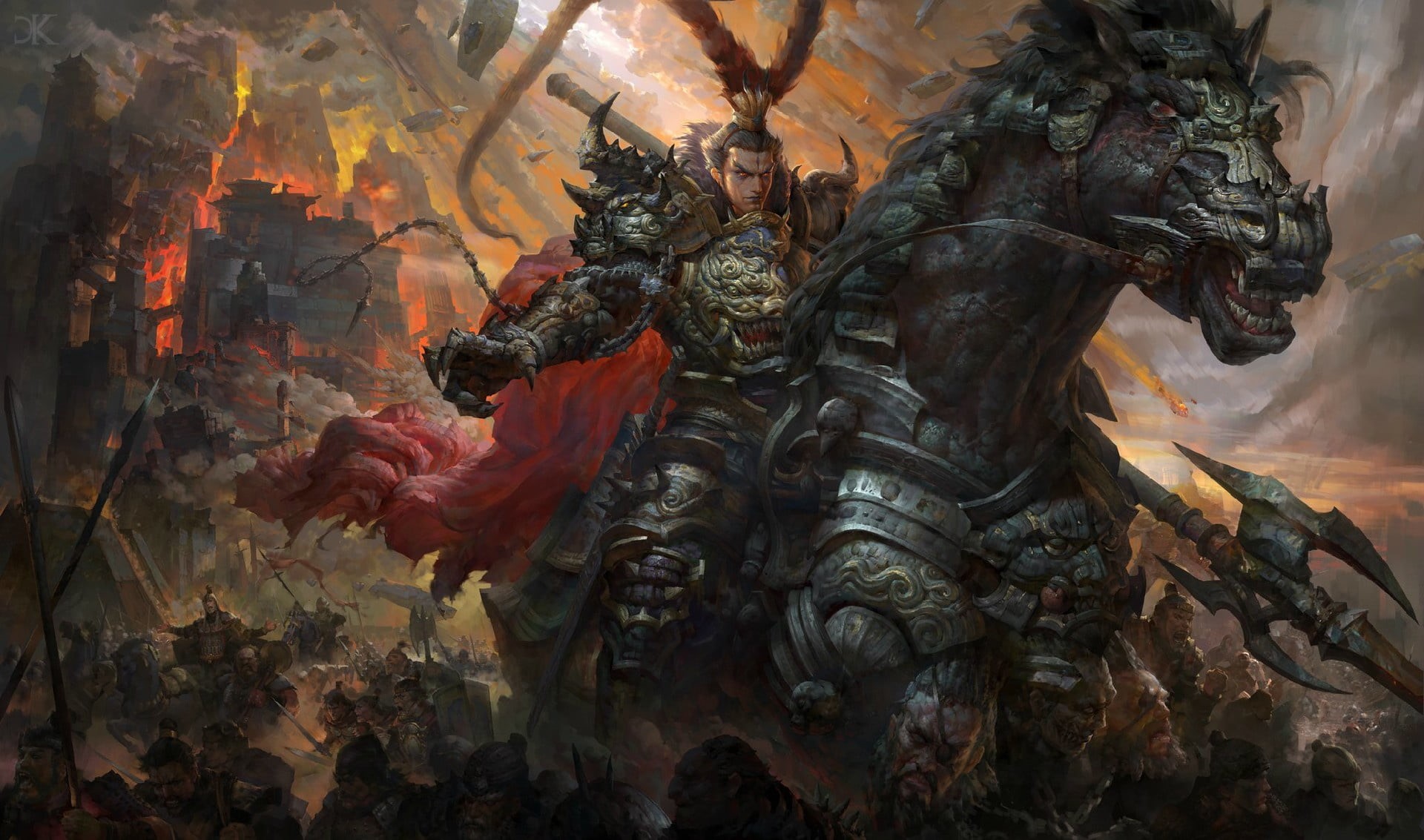 1080P, Guang Yi, battle, art, Devil Lv Bu, the game, war, fantasy, Dynasty Warriors, army, the leader, HD Wallpaper