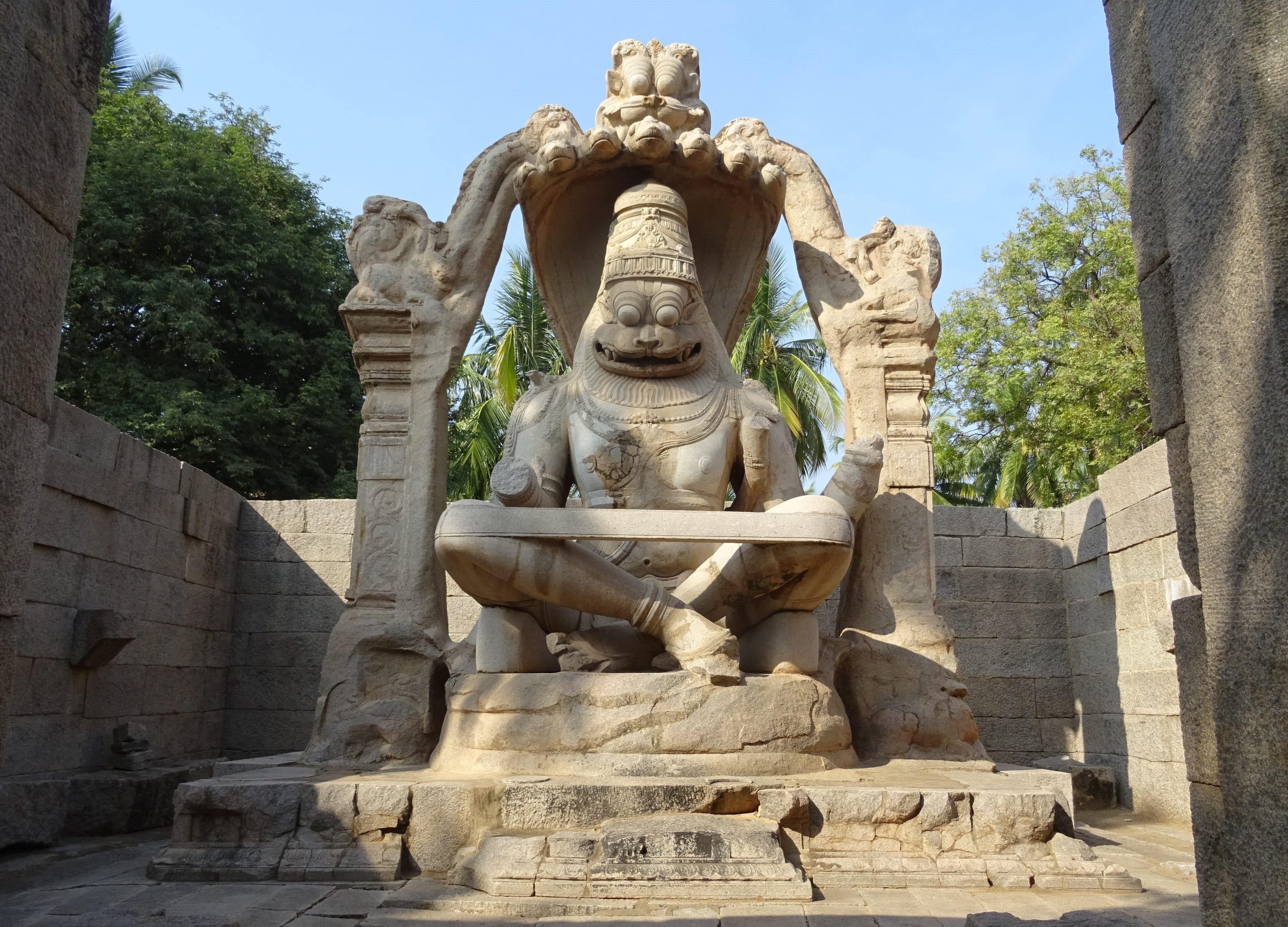 outdoors, built structure, heritage, unesco, belief, ugra narasimha, Vigraha, art and craft, ancient civilization, stone, religion, place of worship, the past, HD Wallpaper