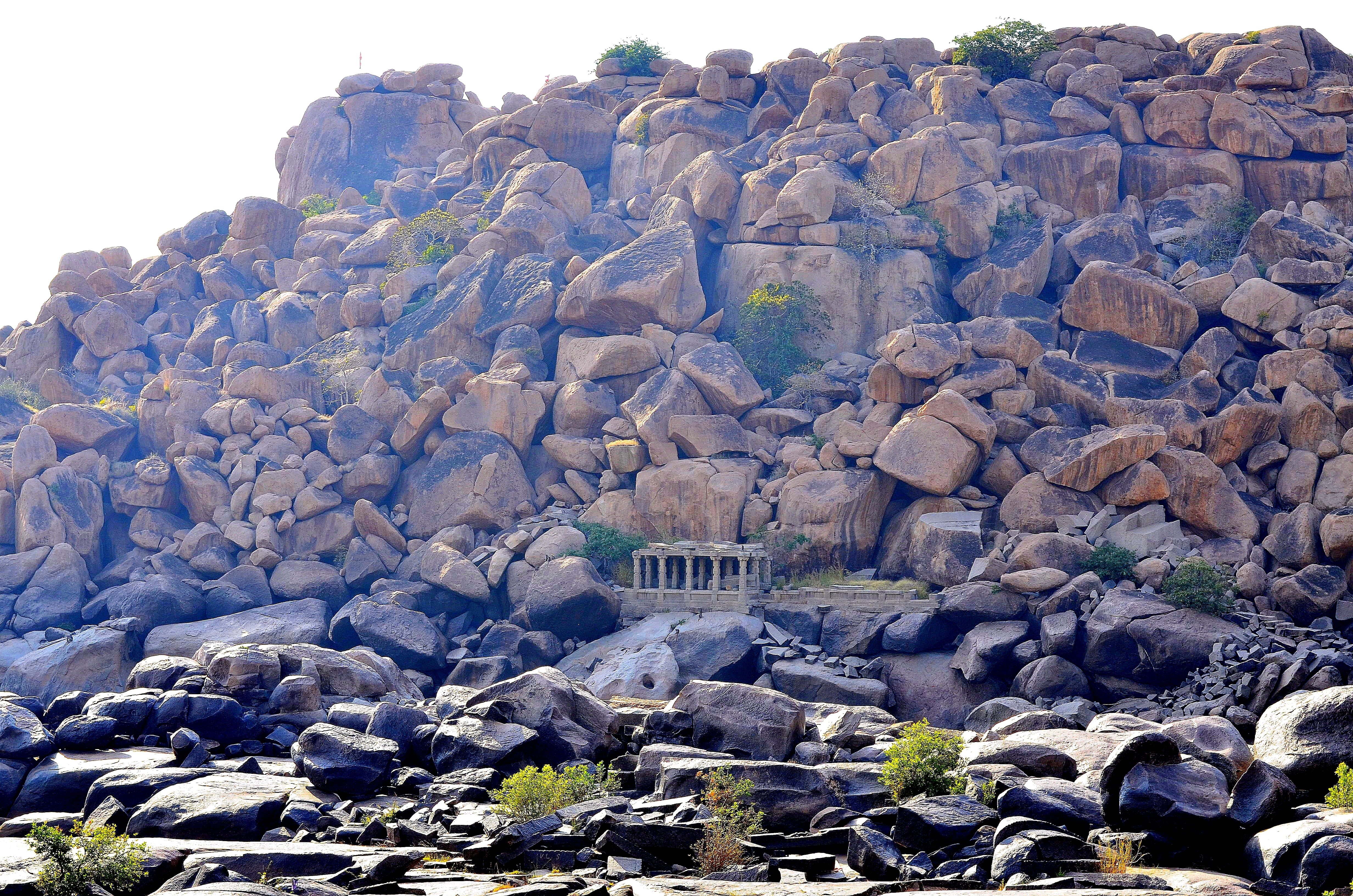 river, formation, eroded, 4K, solid, stone, travel, heritage, beauty in nature, hampi, no people, tranquility, mesa, scenery, beach, india, nature, building exterior, HD Wallpaper