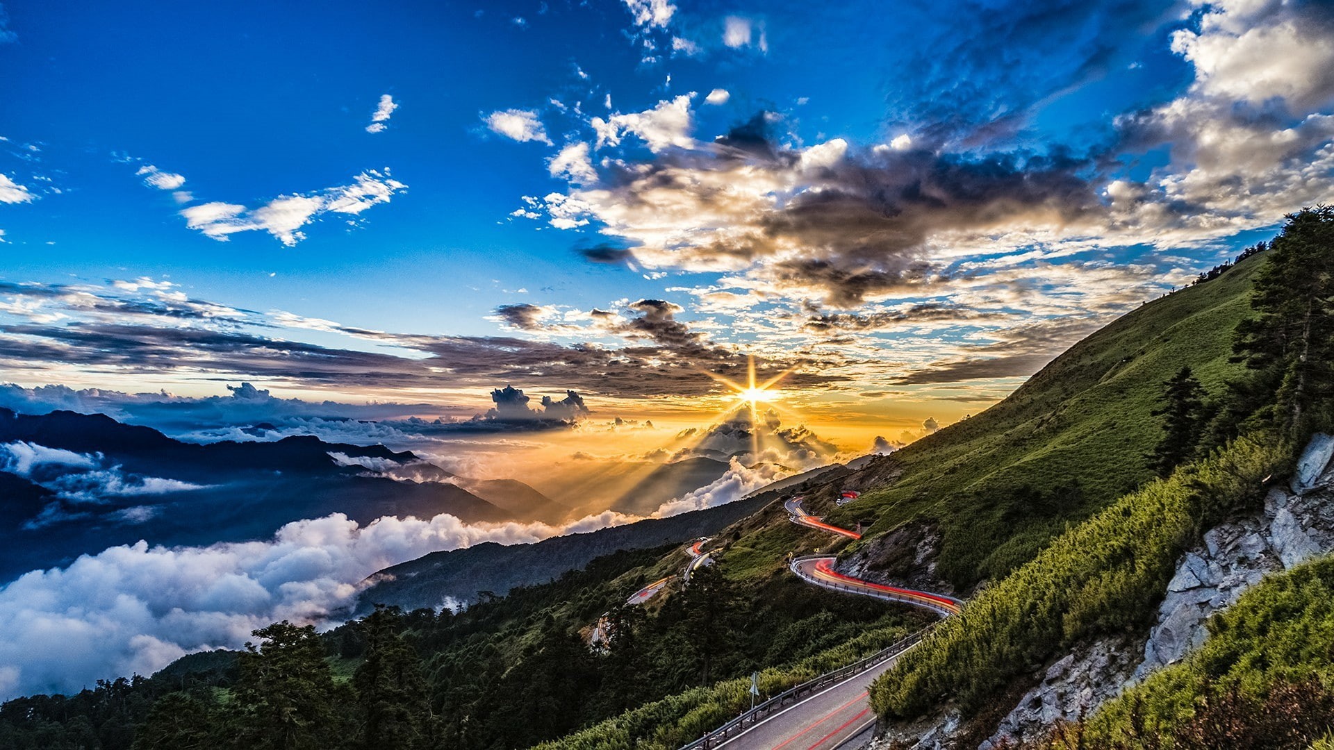 1080P, landscape, mountainside, morning, cloud, taiwan, nature, hehuanshan, mount hehuan, sunlight, landscape photography, mt hehuan, asia, mountain, horizon, HD Wallpaper