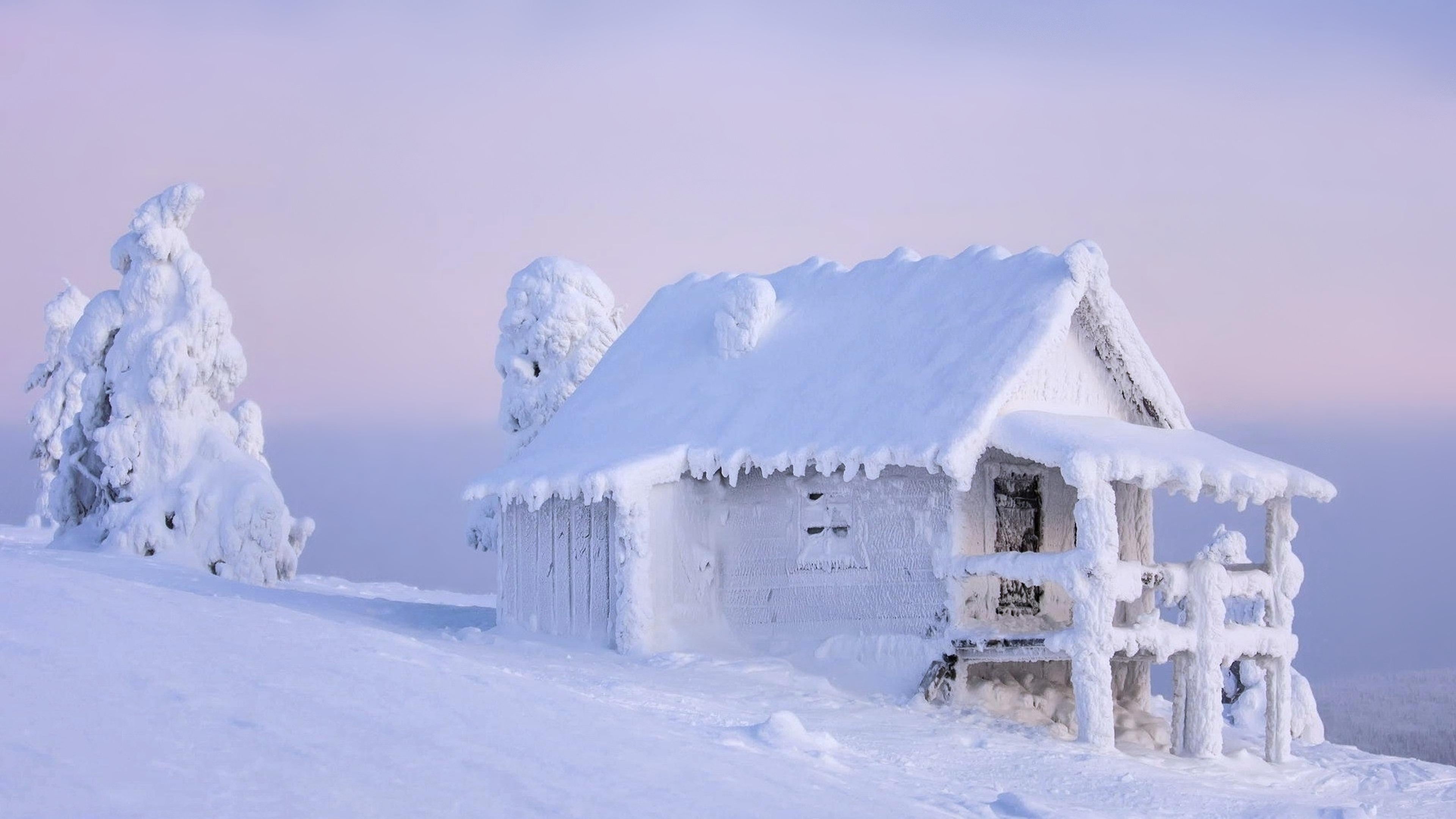 beauty in nature, sky, shanty, frosty, extreme weather, snowing, no people, environment, frozen, tranquil scene, mountainside, hoarfrost, hut, scenics - nature, HD Wallpaper