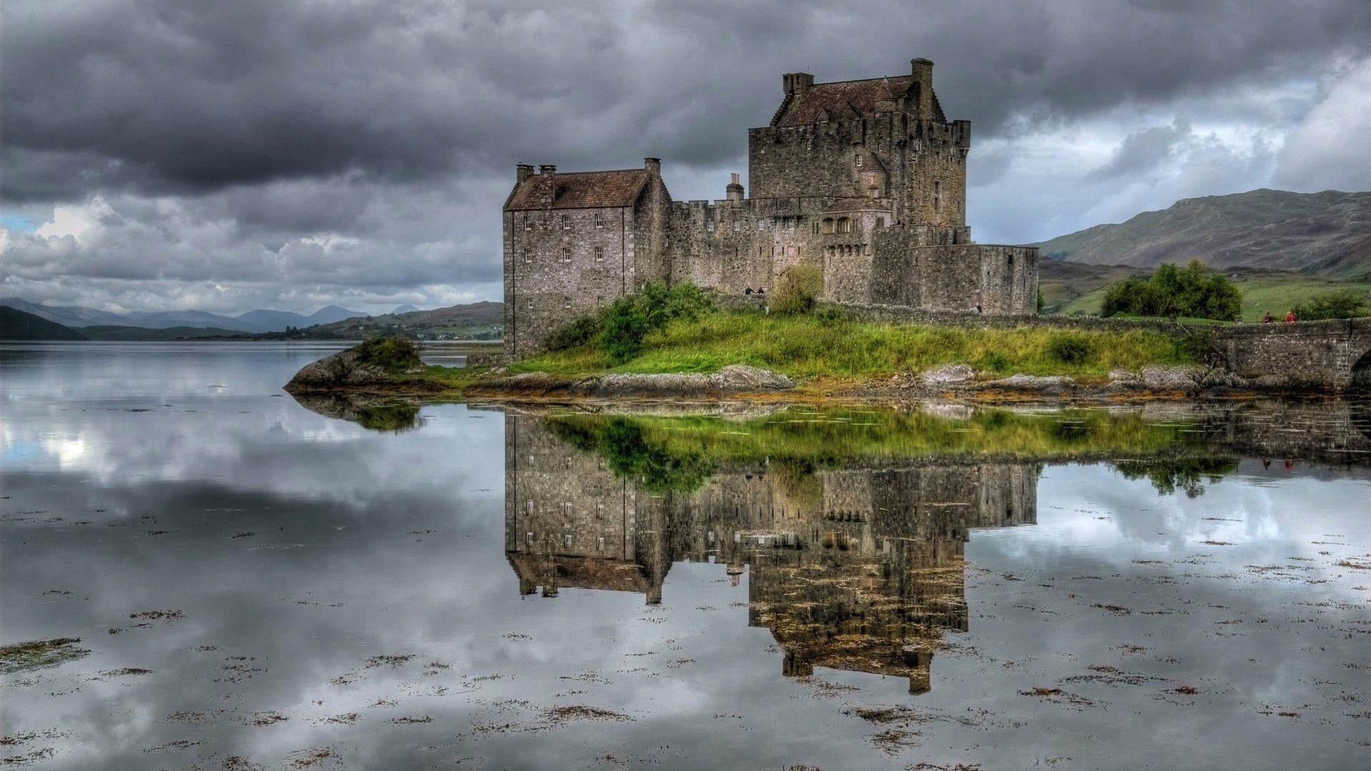 built structure, stone, europe, lake, travel, architecture, reflection, tower, building, historical, outdoors, overcast, ruin, city, tourism, the past, HD Wallpaper