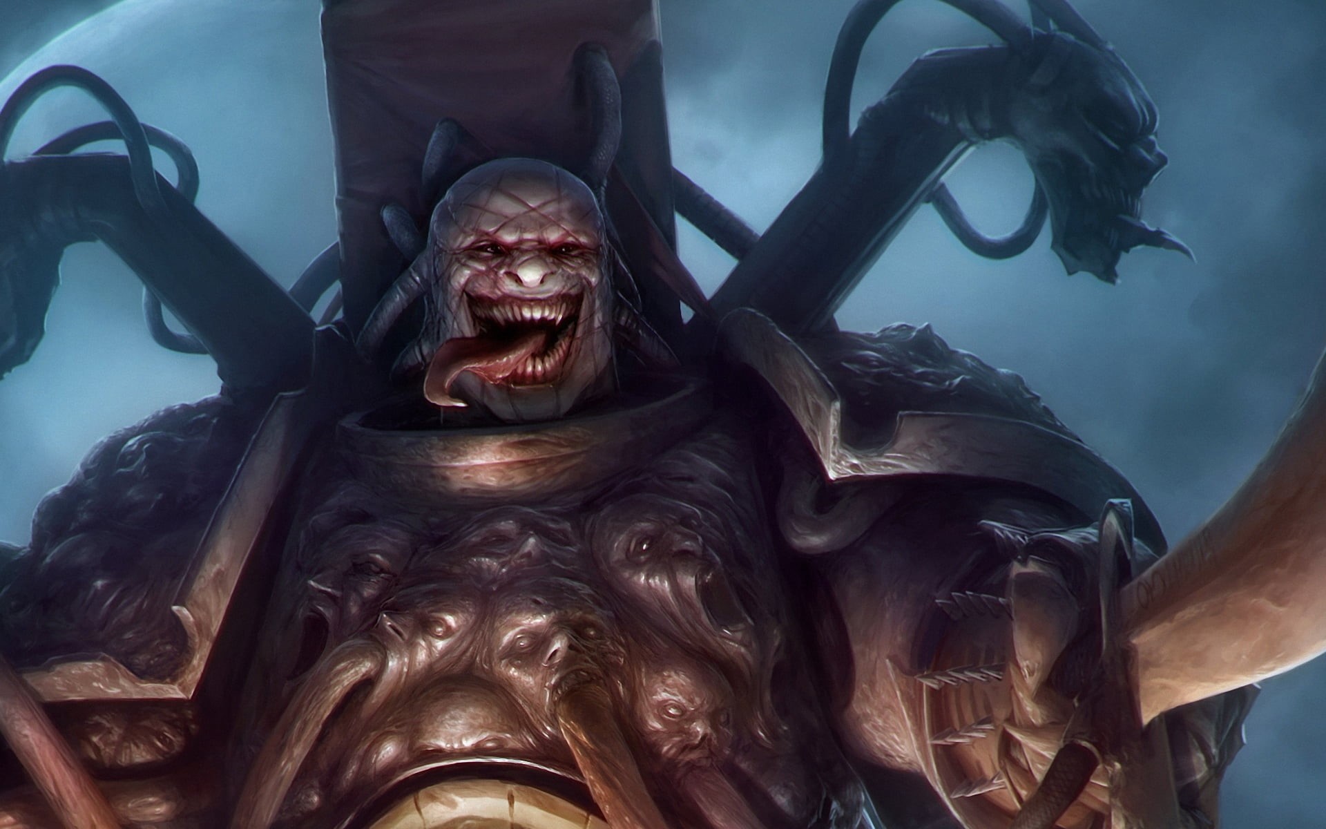 negative emotion, men, character, people, 1080P, chaos champion, fanart, evil, horror, aggression, shouting, anger, furious, emotion, mouth, HD Wallpaper