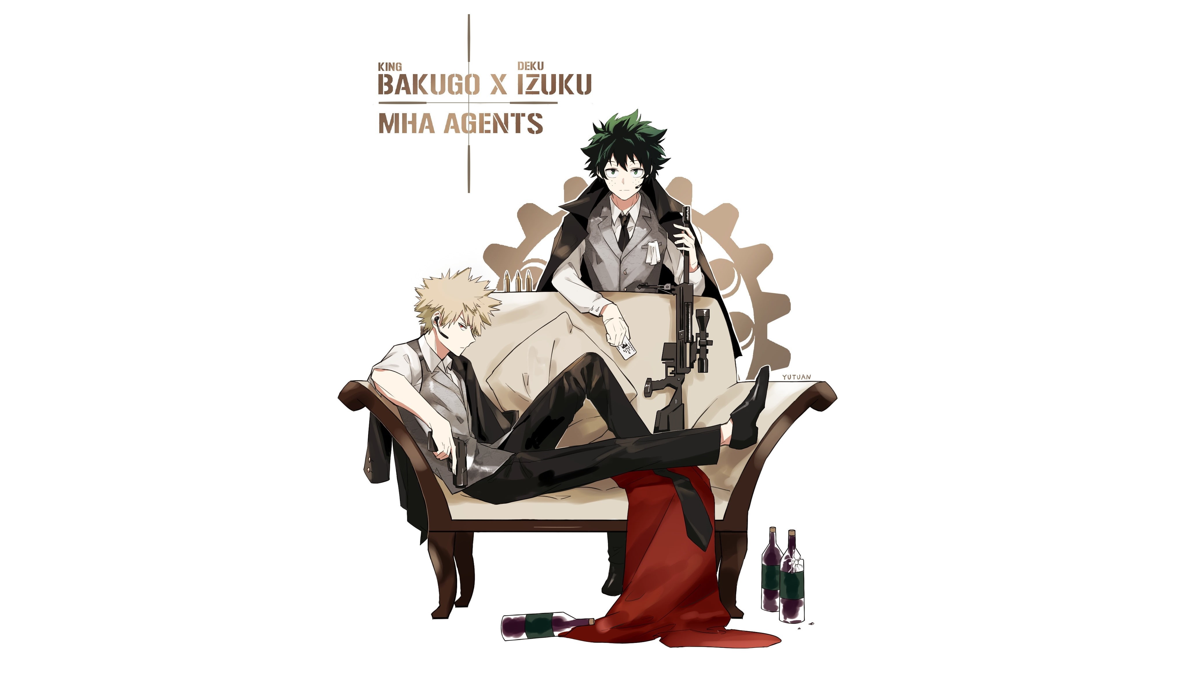 Bakugou Katsuki, Liyuchen1126, Izuku Midoriya, My Hero Academia, 4K, Boku no Hero Academy, Bakud, Fanart, Laying on Couch, HD Wallpaper