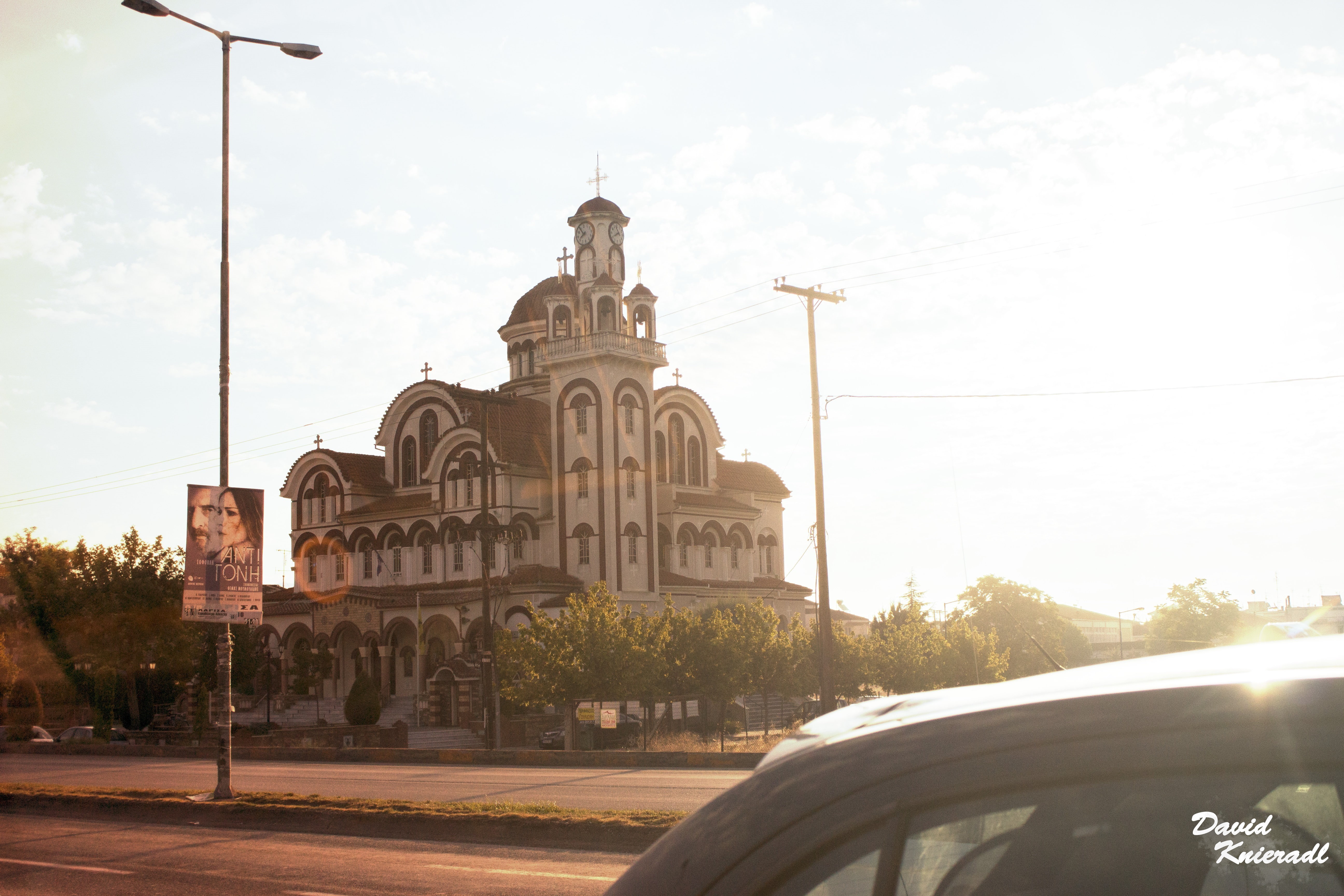 house, sky, 5K, temple, trees, Sun, bell, church, summer, sunset, HD Wallpaper