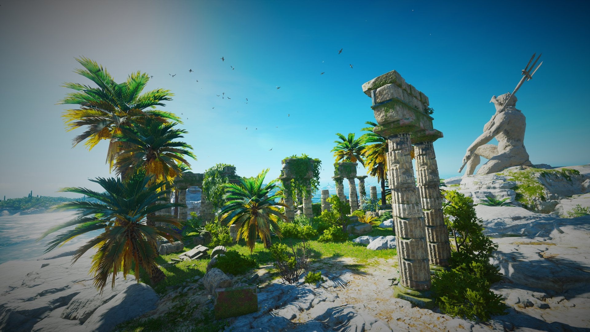 1080P, ruins, Assassins Creed: Odyssey, Poseidon, Greece, island, HD Wallpaper