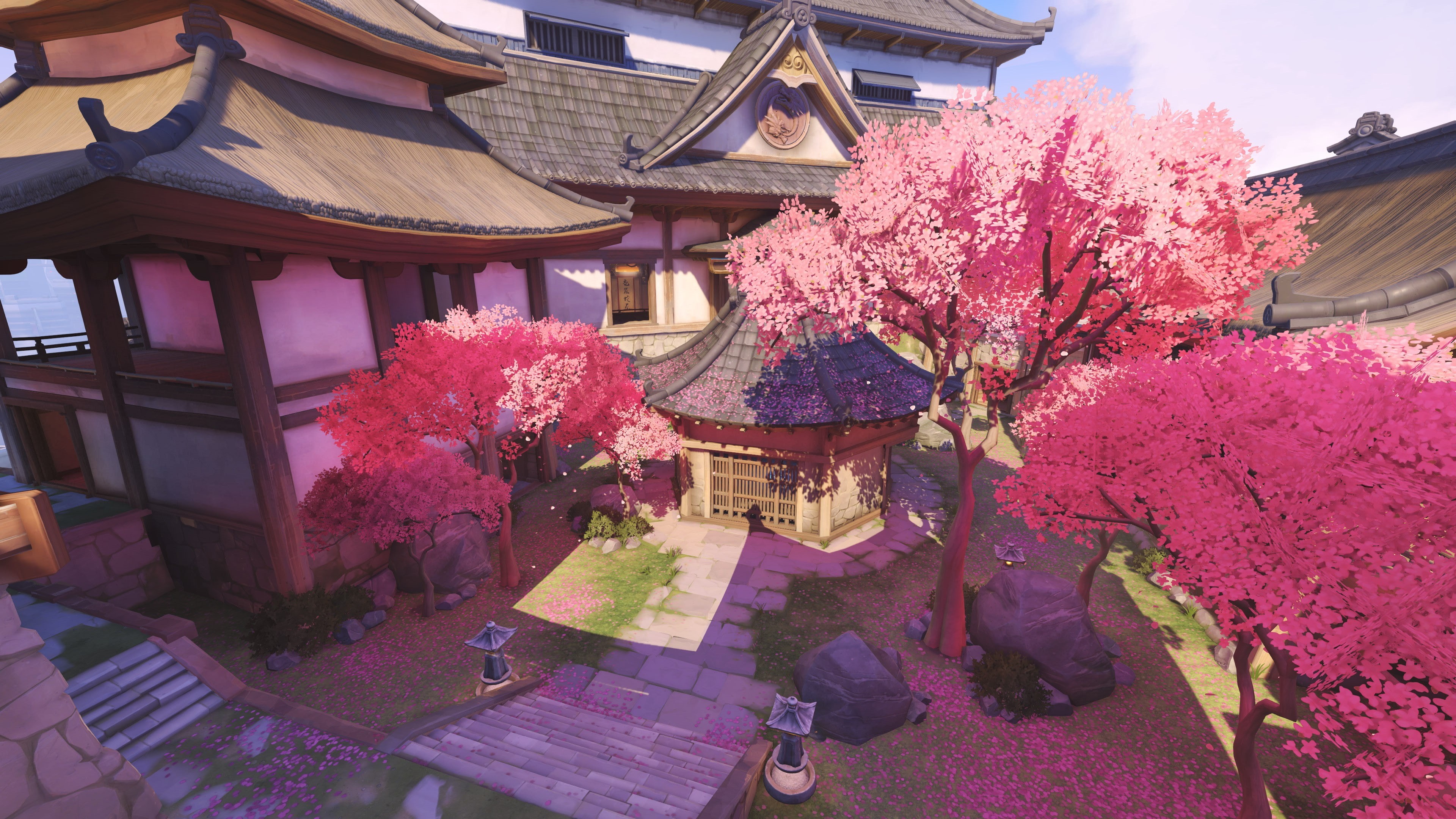built structure, no people, day, cherry blossom, outdoors, residential district, plant, architecture, blossom, house, roof, flowering plant, 4K, building, HD Wallpaper