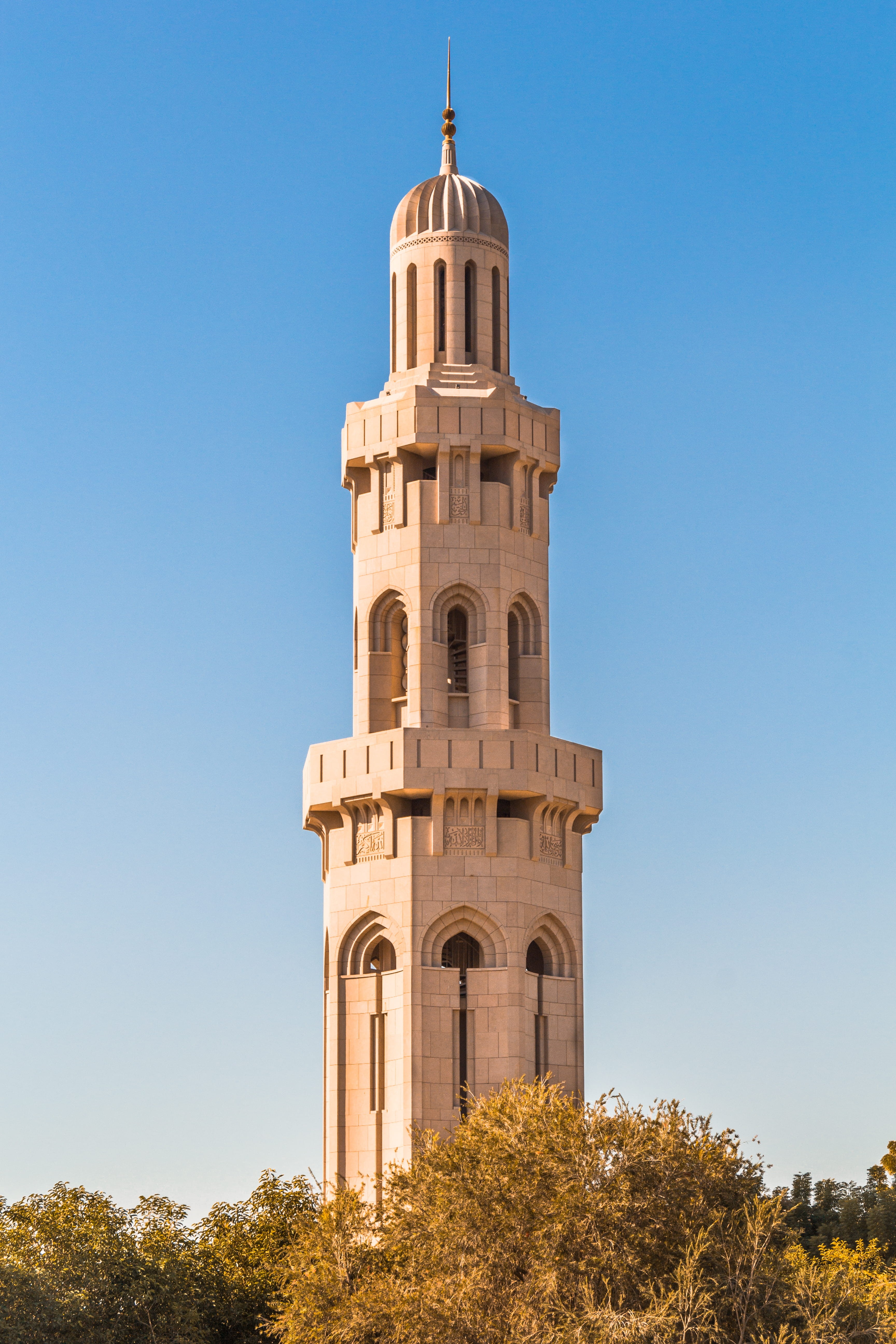 outdoors, islam, blue, mosque, the past, trip, flowers, tree, day, nature, sky, no people, plant, history, sultan qaboos grand mosque, belief, hd, Phone HD Wallpaper