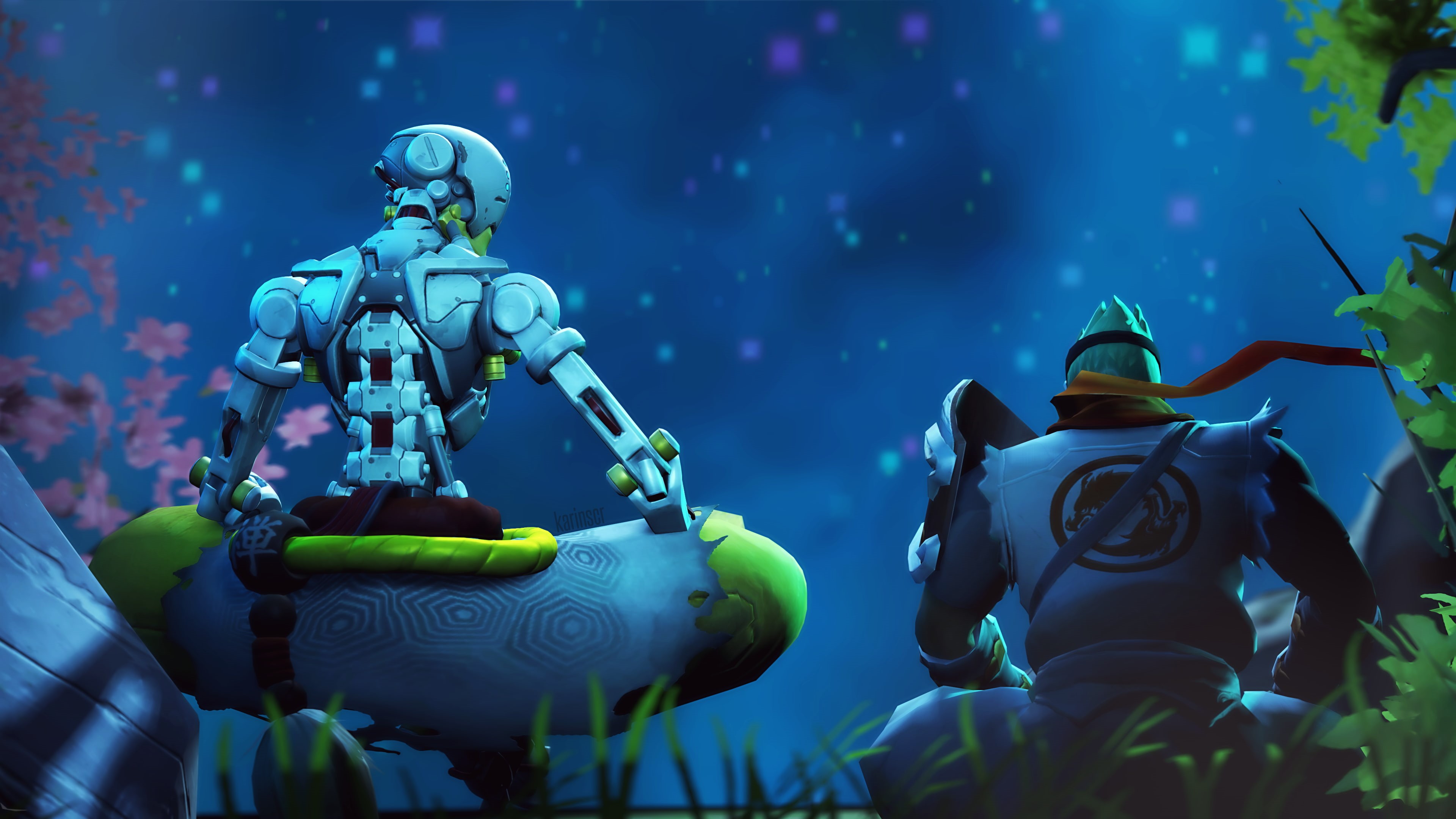 Overwatch, 4K, Zenyatta (Overwatch), Genji (Overwatch), HD Wallpaper