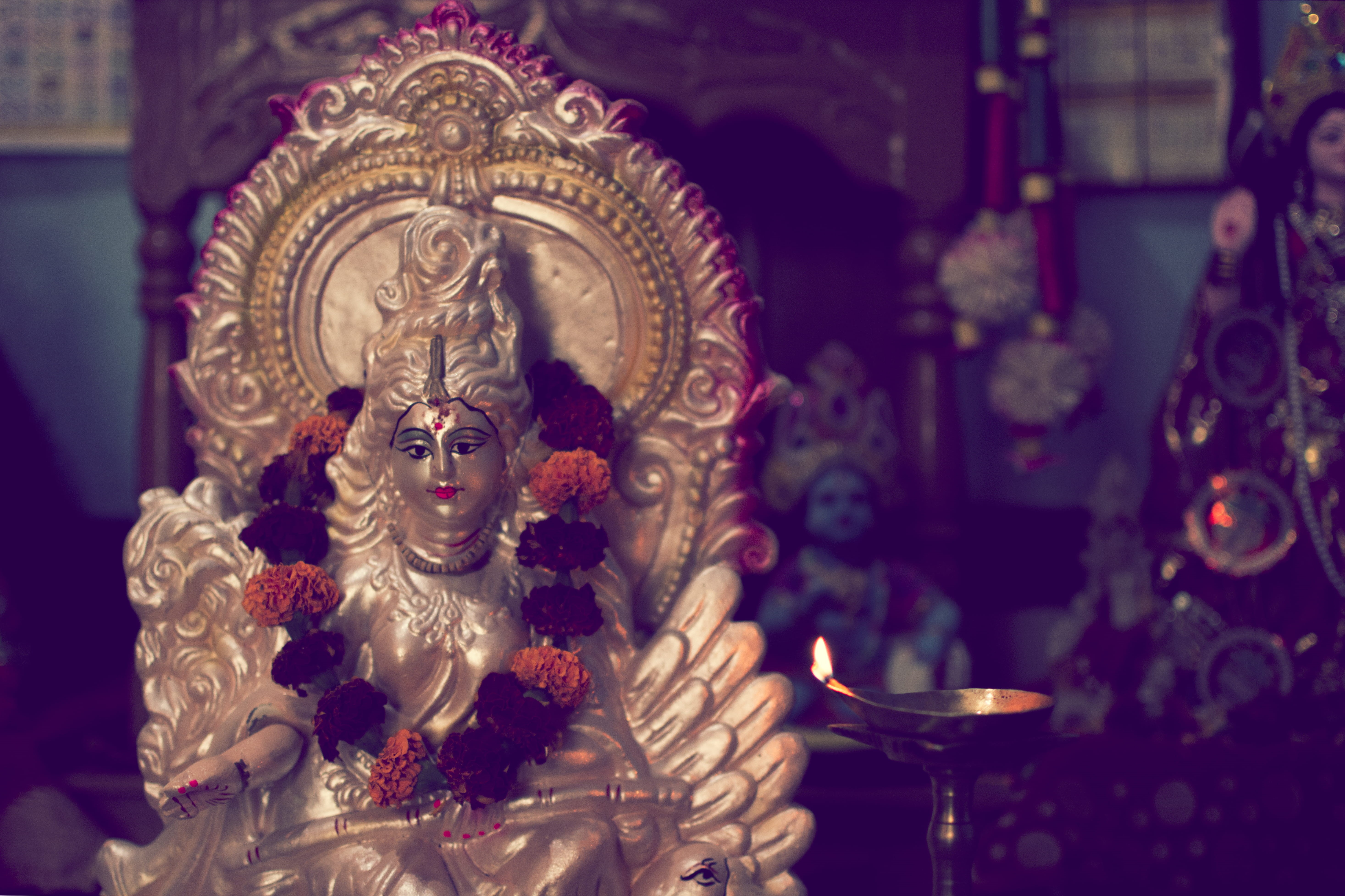 still life, goddes, creativity, ancient, statue, india, representation, indoors, focus on foreground, ornate, human representation, indian goddess, saraswati, HD Wallpaper