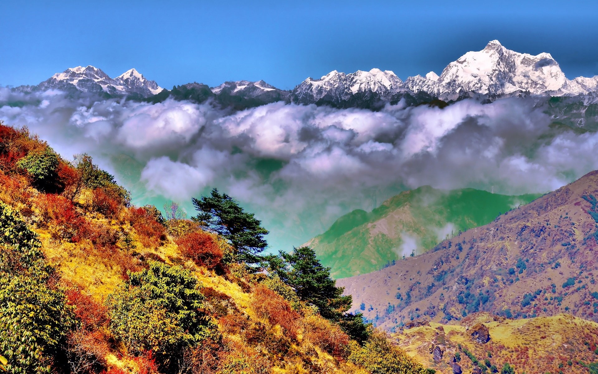 West, Himalayas, Autumn, India, Clouds, Bengal, Singalila, Park, National, 1080P, HD Wallpaper
