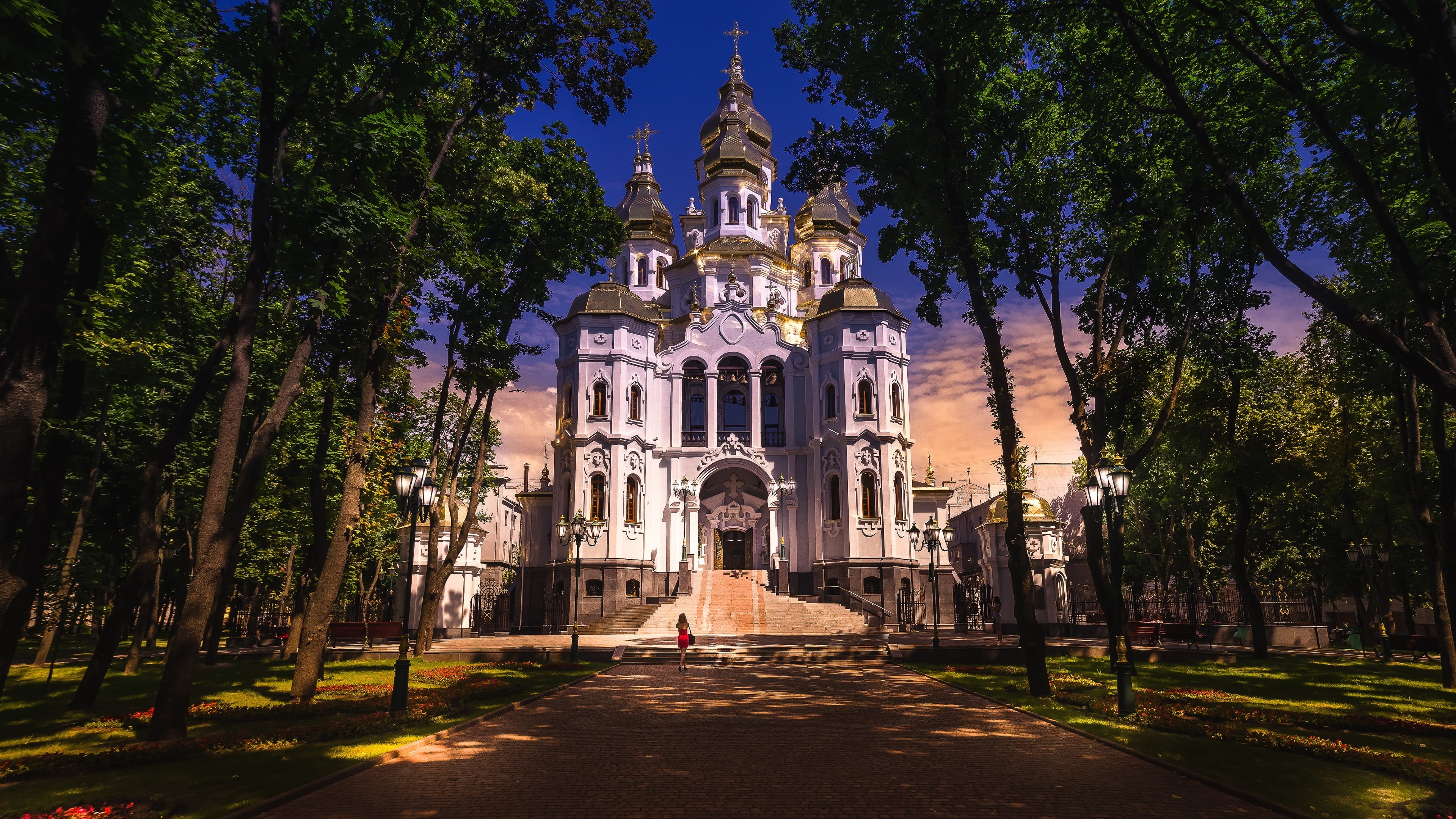 travel destinations, building exterior, tree, plant, church, 4K, architecture, temple of the myrrh-bearers, holy myrrhbearers, historic site, belief, sky, HD Wallpaper