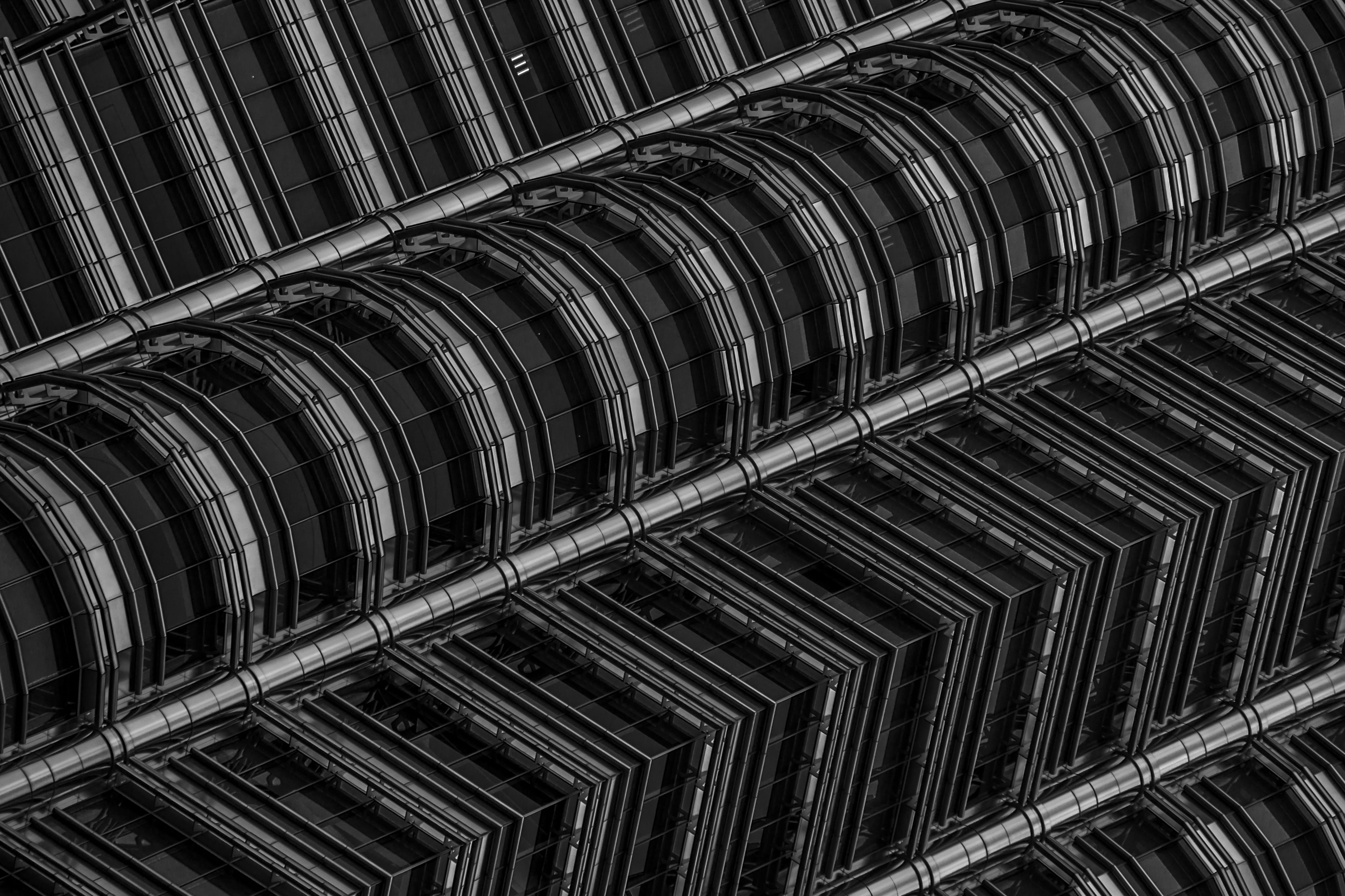 Malaysia, ceiling, steel, repetition, towers, twin towers, building, asia, backgrounds, no people, indoors, kong kuala, day, metal, full frame, skyscraper, HD Wallpaper