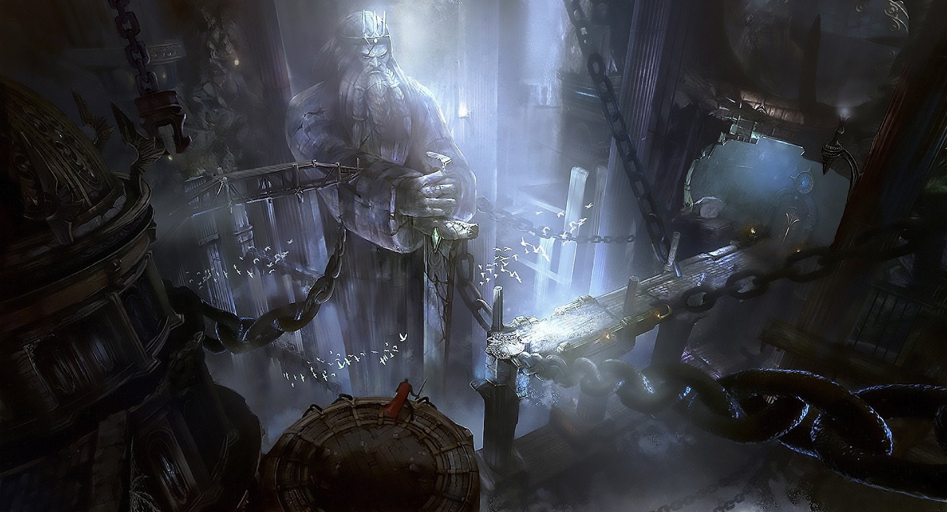 1080P, Underground, Cave, Statue, Fantasy, HD Wallpaper