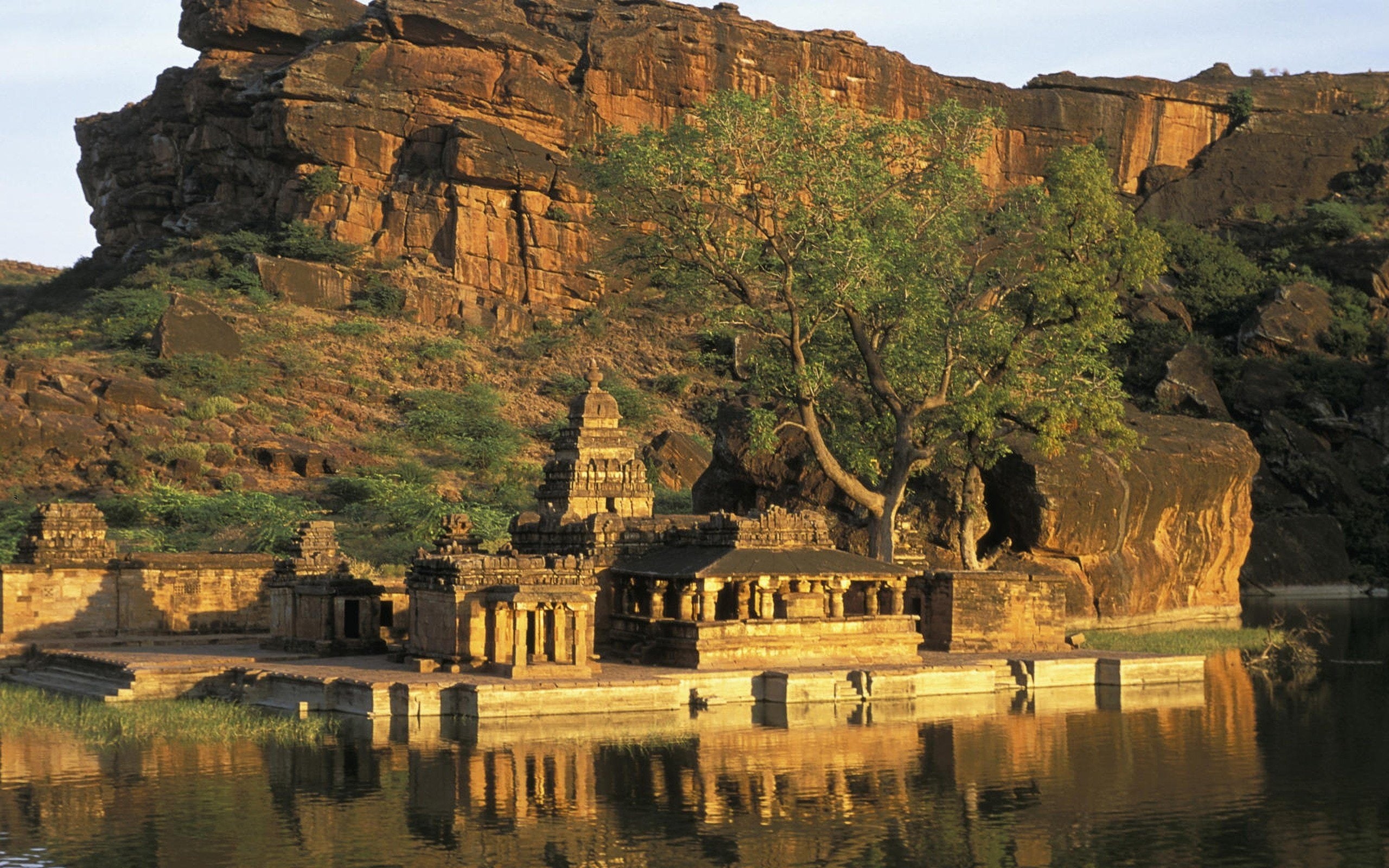 india, cave, vatapi, karnataka, town, temple, 2K, badami, HD Wallpaper