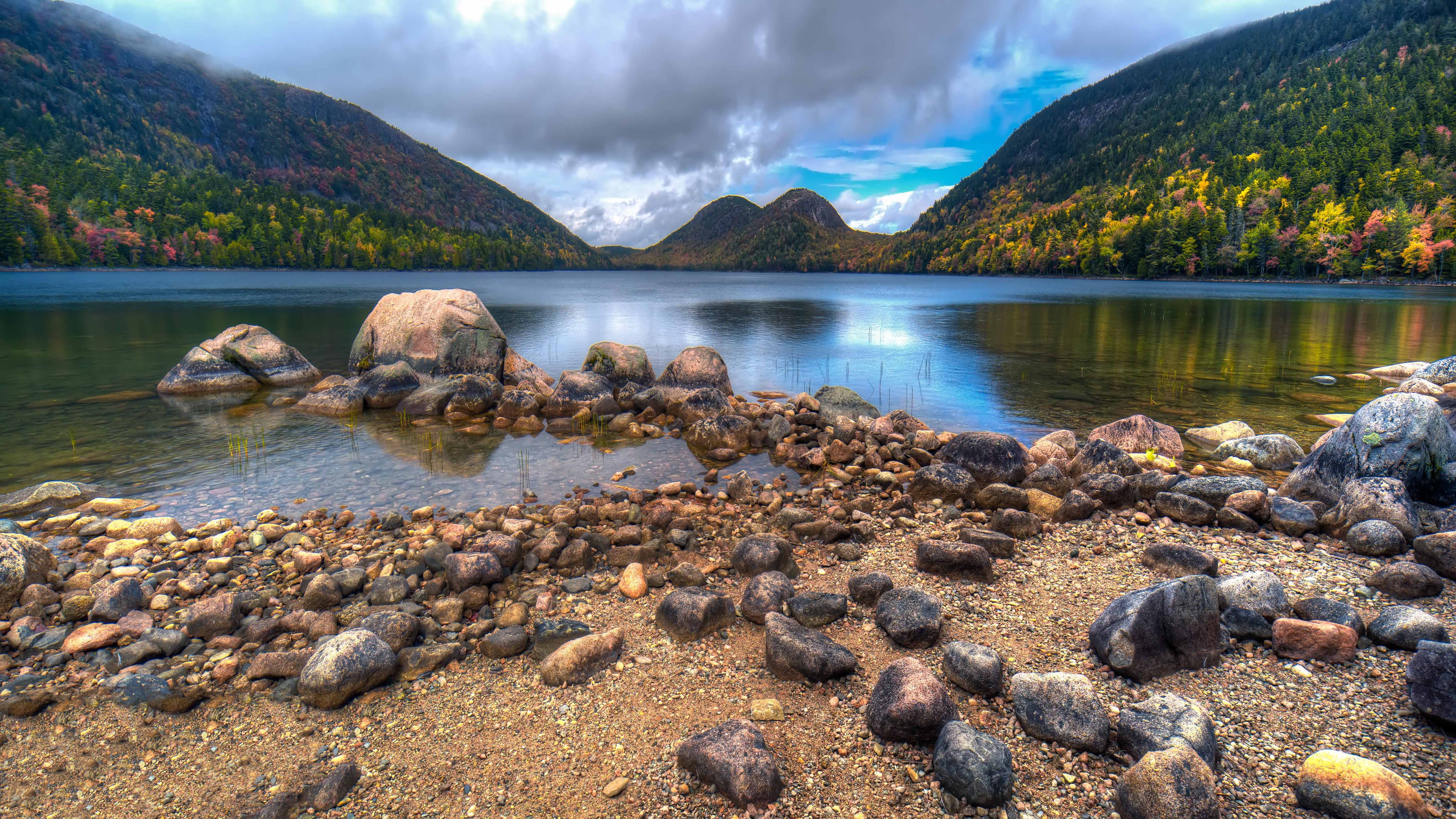 hd, land, day, non-urban scene, rock, solid, outdoors, northeasternmost, pond, nature, water, u, flowing water, tranquil scene, state, mountain, HD Wallpaper
