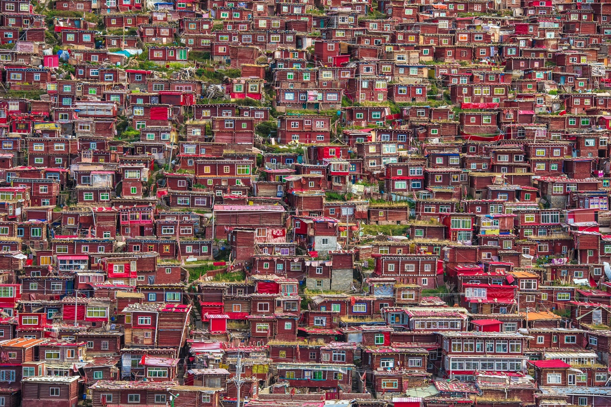Kangding Tibetan Autonomous Okrug, the city, Larung Gar, Sichuan province, 1080P, China, houses, HD Wallpaper