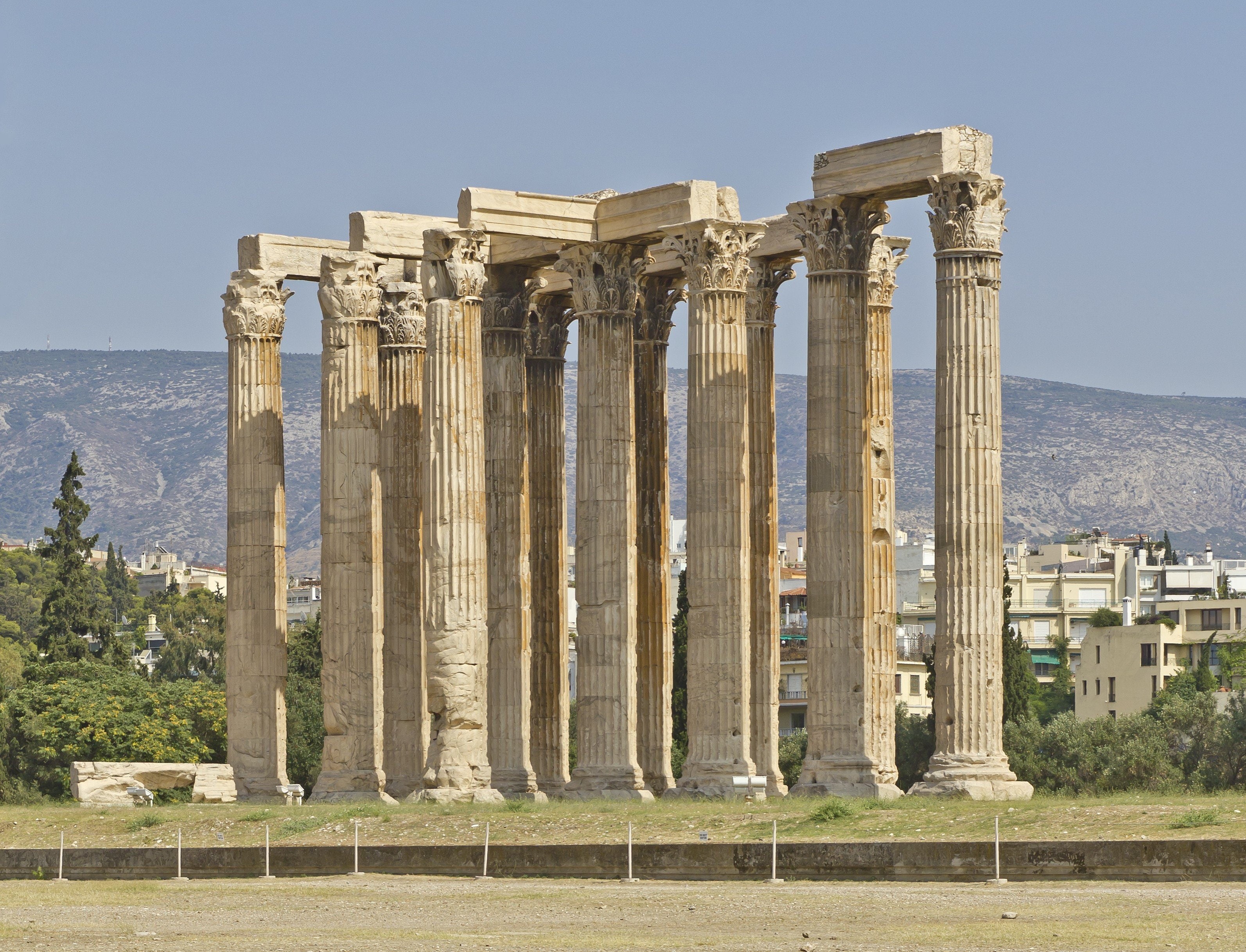Greece, Temple of Olympian Zeus, building, architecture, Ancient, Greek, 2K, HD Wallpaper