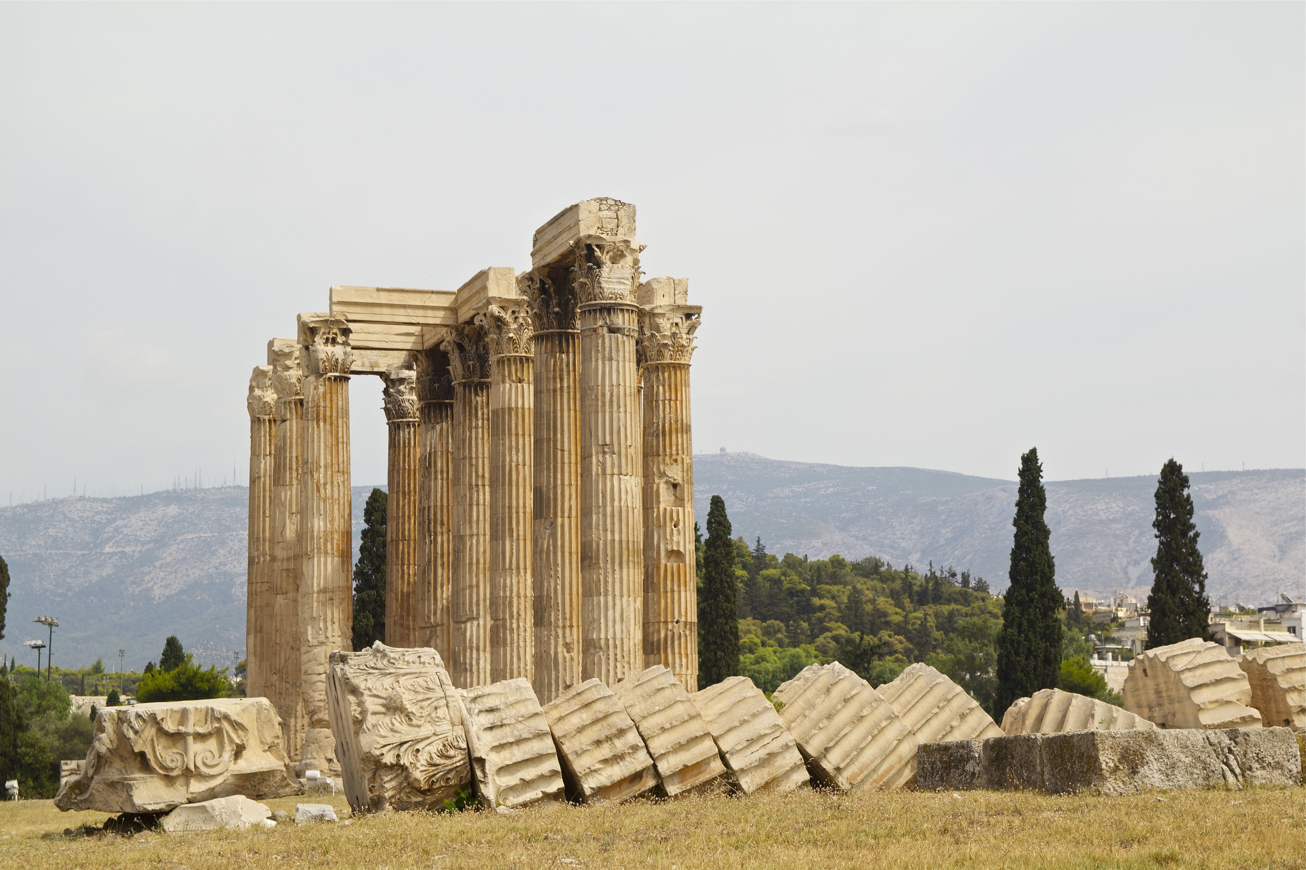 monument, outdoors, ruin, old, architectural column, sightseeing, brown, plant, building, 5K, athens, facade, no people, travel destinations, architecture, HD Wallpaper