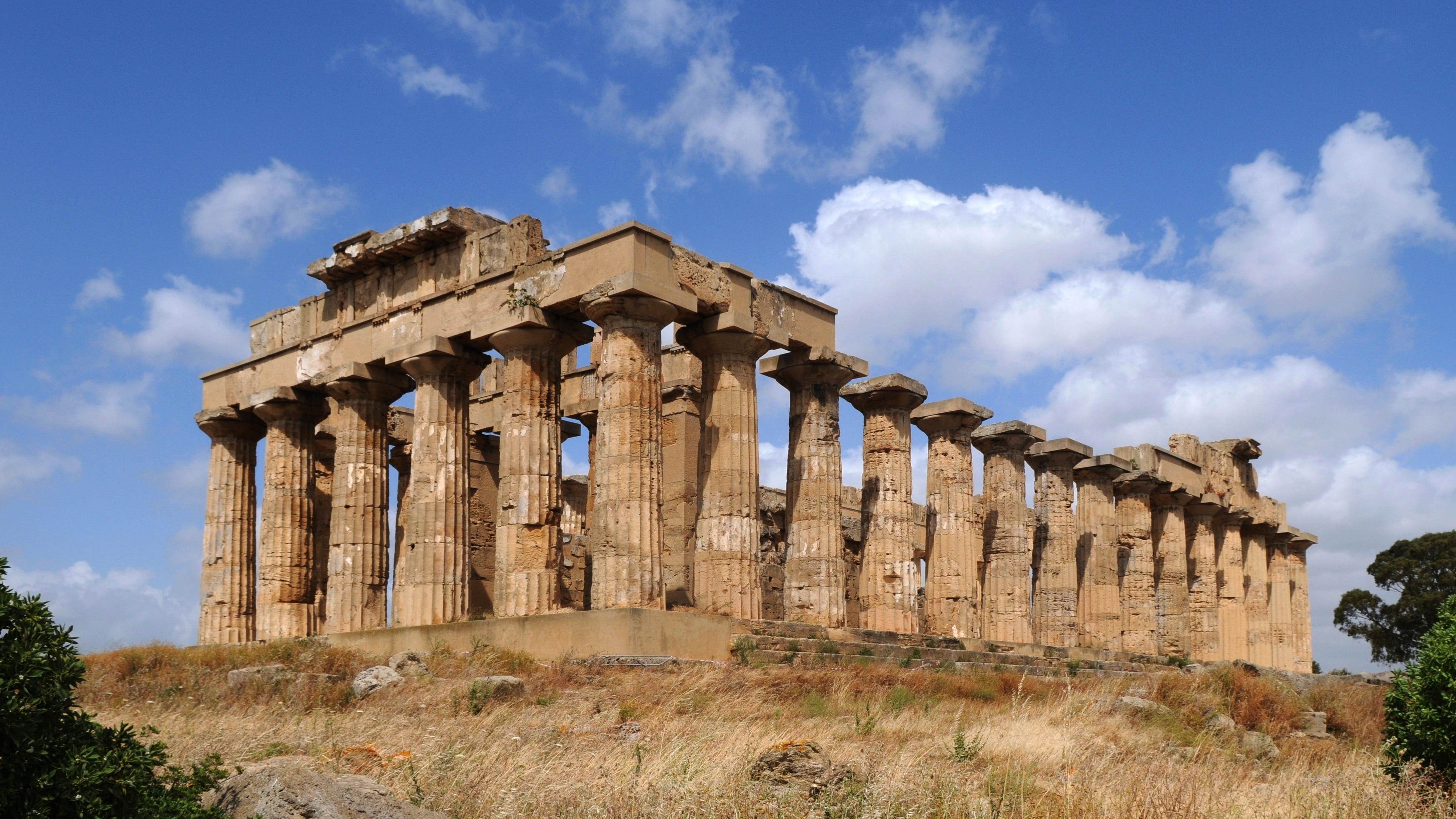 parthenon, the past, 4K, built structure, selinunte, sky, building exterior, no people, architectural column, colonnade, ruined, archaeology, nature, history, HD Wallpaper