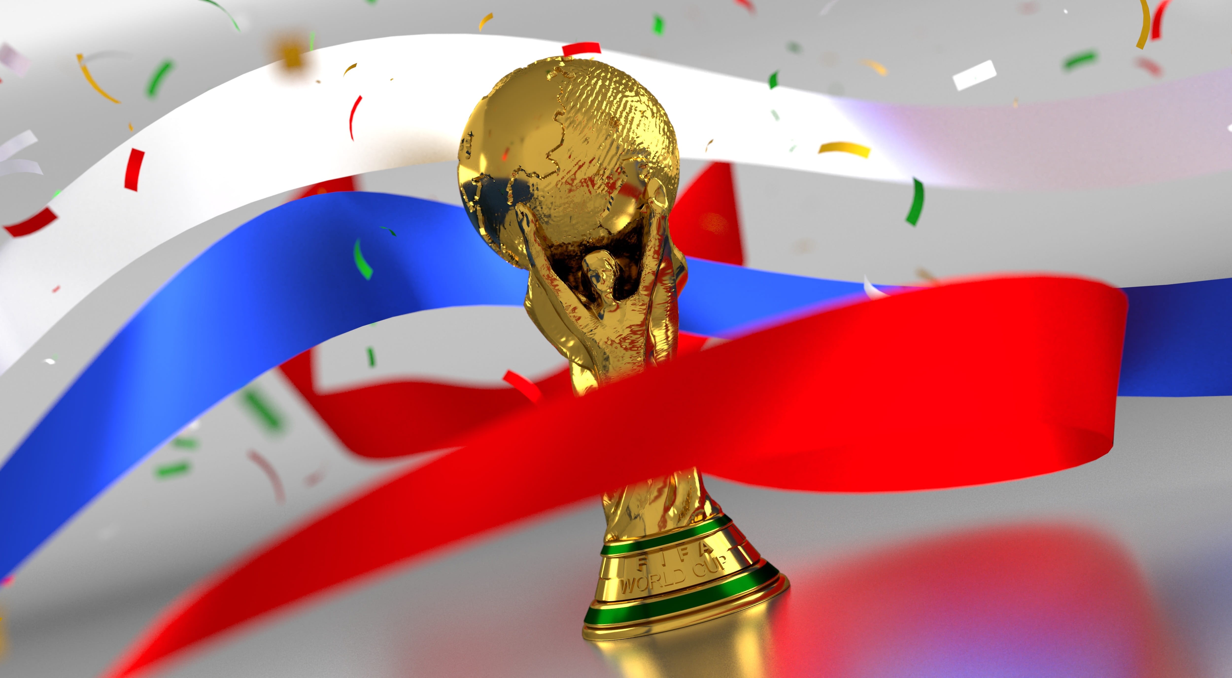 world, prize, cup, 4K, red, laurel, flag, golden, animal wildlife, symbol, focus on foreground, soccer, game, football, league, tournament, no people, HD Wallpaper