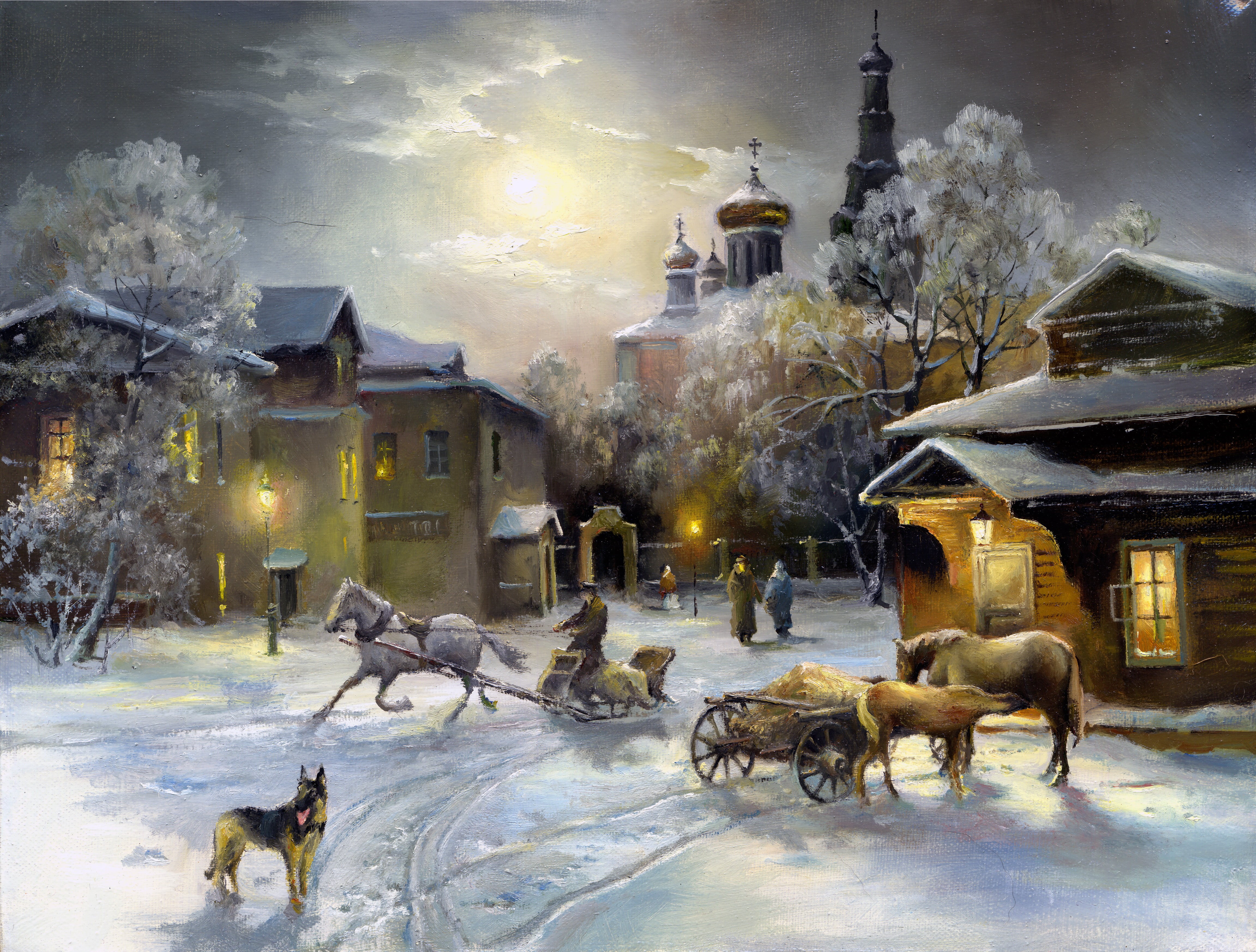 cultures, outdoors, mammal, extreme weather, shepherd, Windows, domestic animals, pets, history, building exterior, snowing, near, built structure, Church, HD Wallpaper