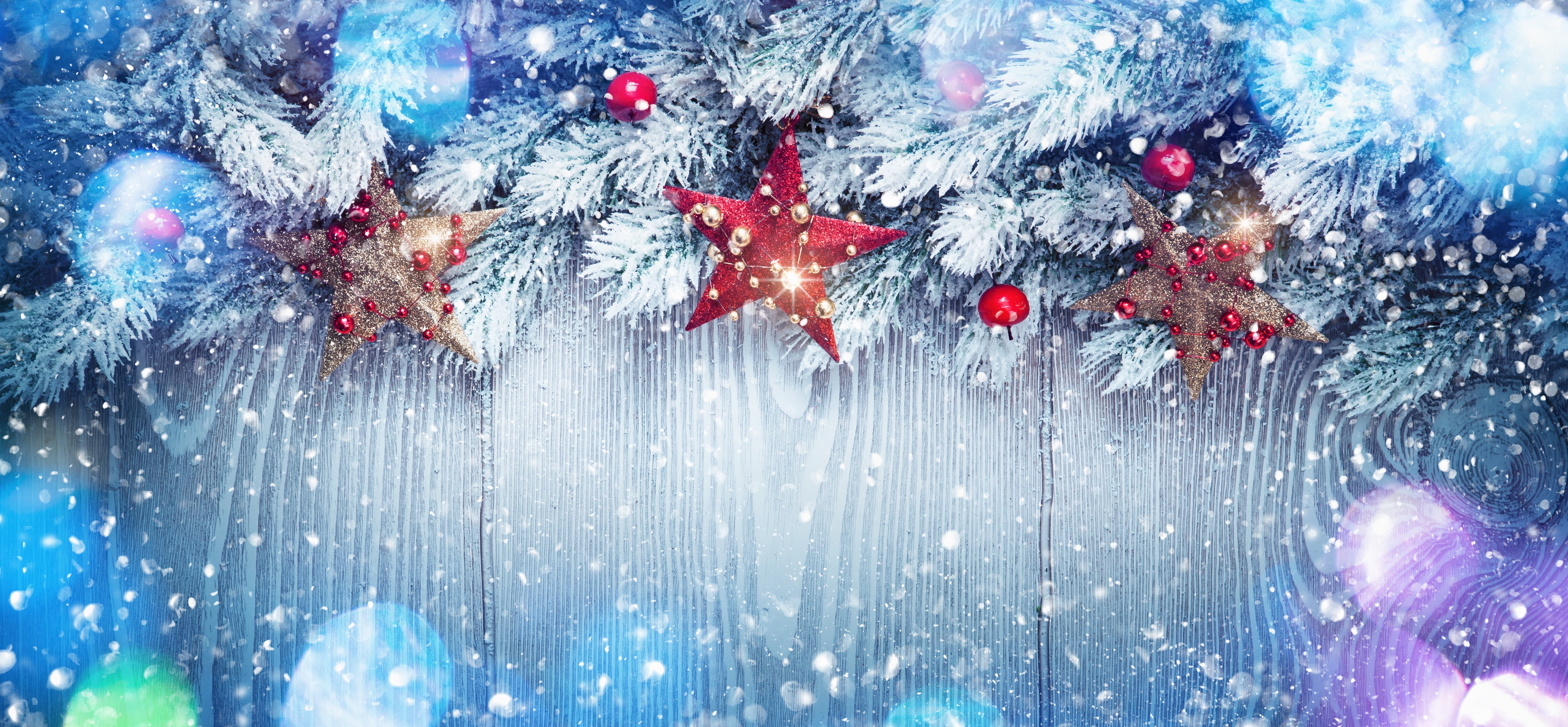 snowing, snow, no people, tree, red, christmas ornament, holiday, cold temperature, hemed, celebration, plant, Xmas, 5K, frozen, decoration, HD Wallpaper