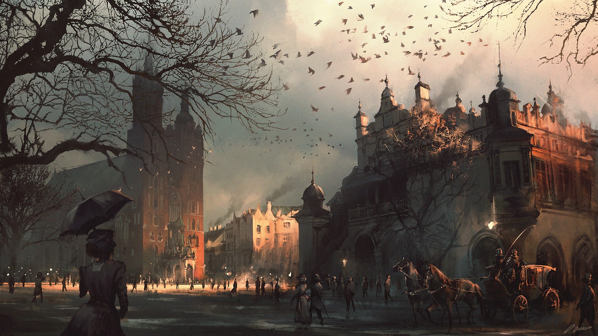 1080P, Poland, fantasy art, town, Kraków, artwork, digital art, HD Wallpaper
