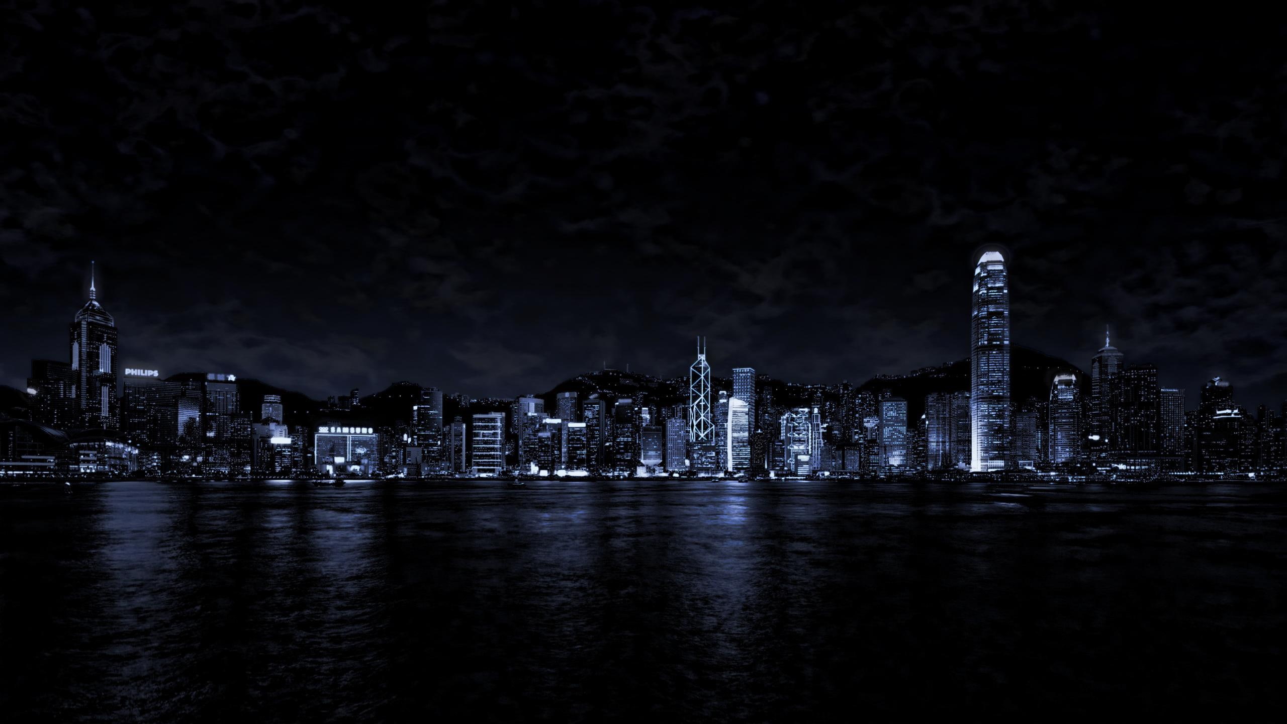 dark, 2K, 3d and abstract, fantasy, town, night, HD Wallpaper