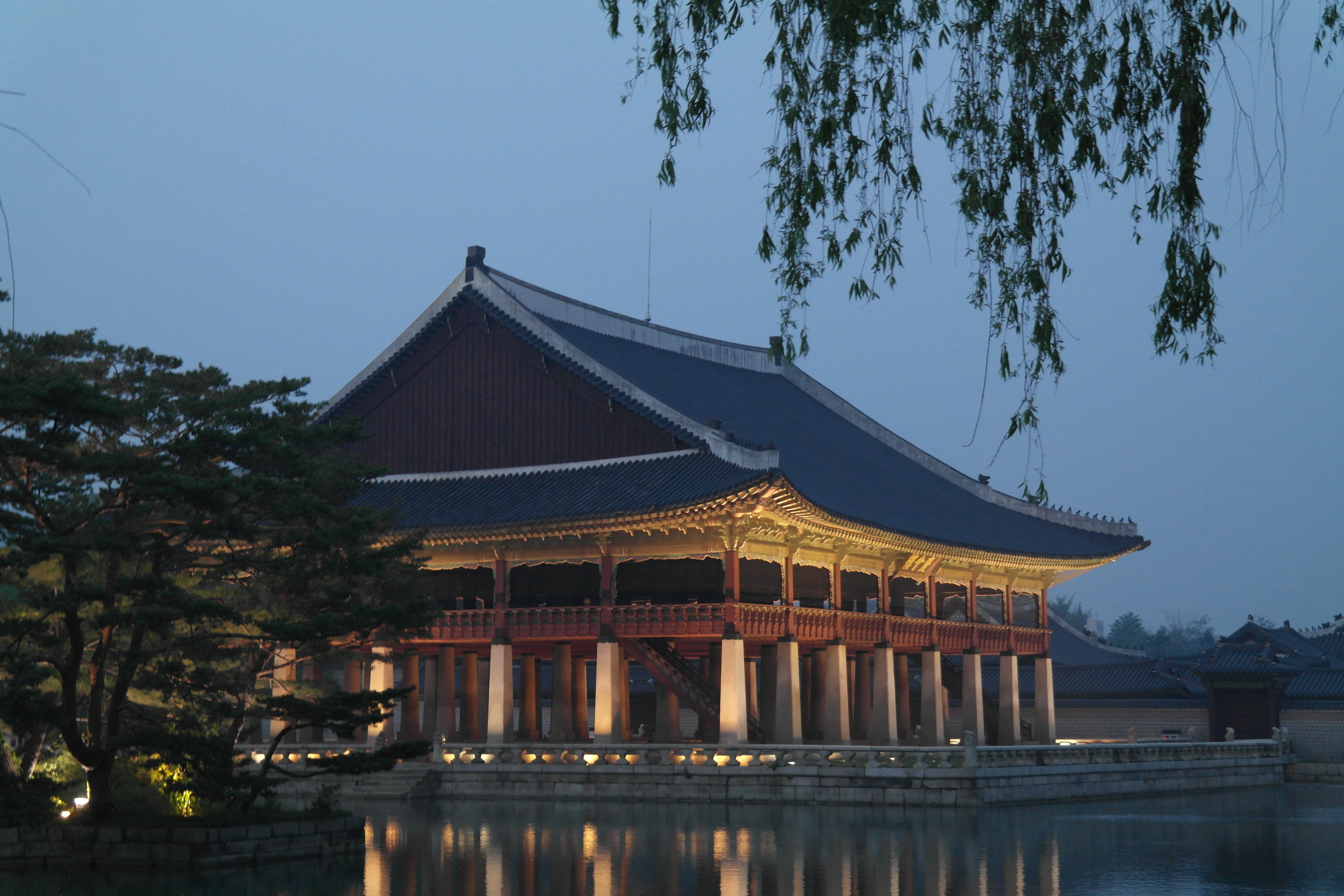 religion, architecture, no people, nature, clear sky, forbidden city, republic of korea, lake, gwanghwamun, spirituality, tourism, building exterior, garden, HD Wallpaper