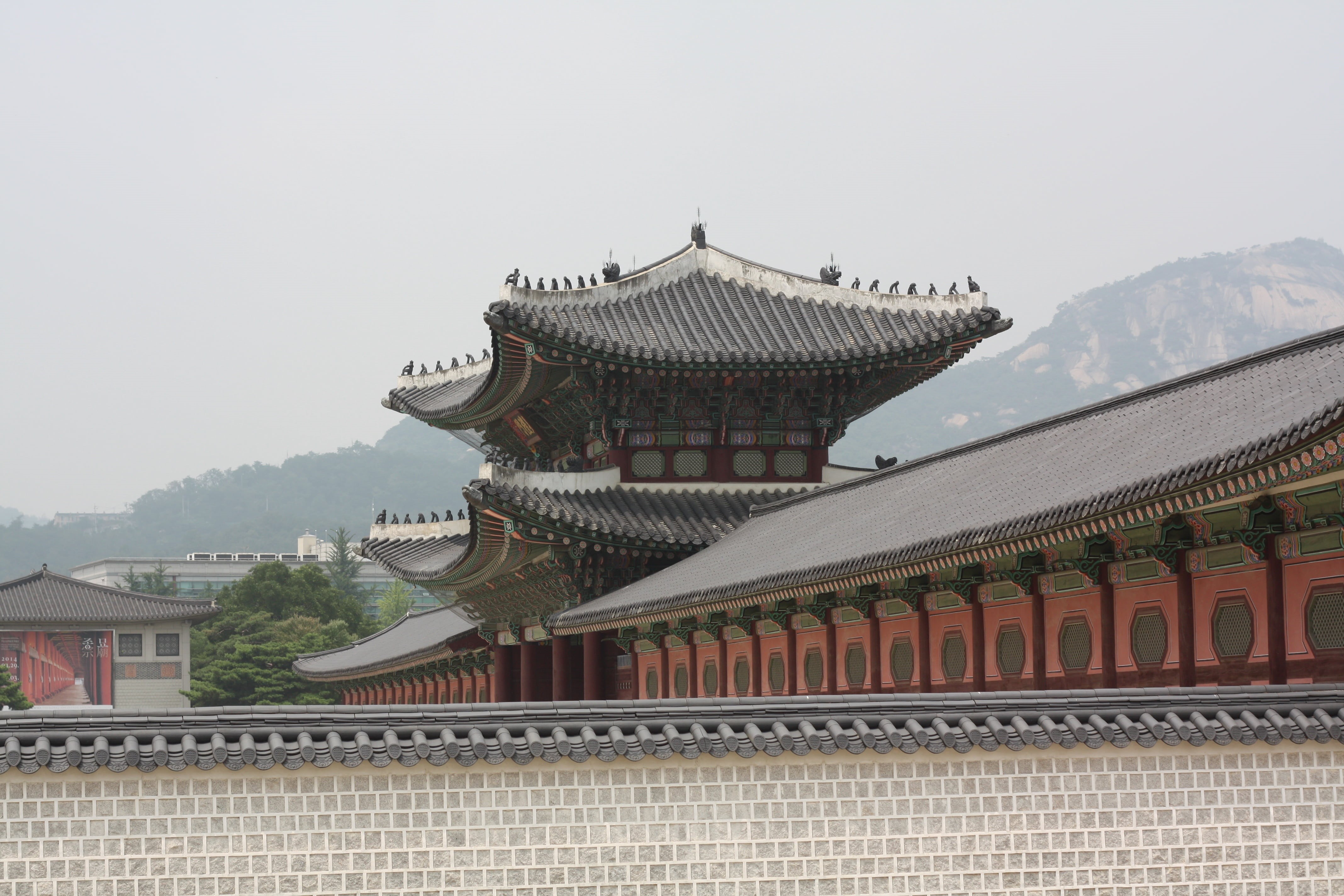 ornate, nature, roof, place of worship, korean traditional, gyeongbok palace, belief, traditional, hanok, the past, clear sky, mono, classic, building, HD Wallpaper