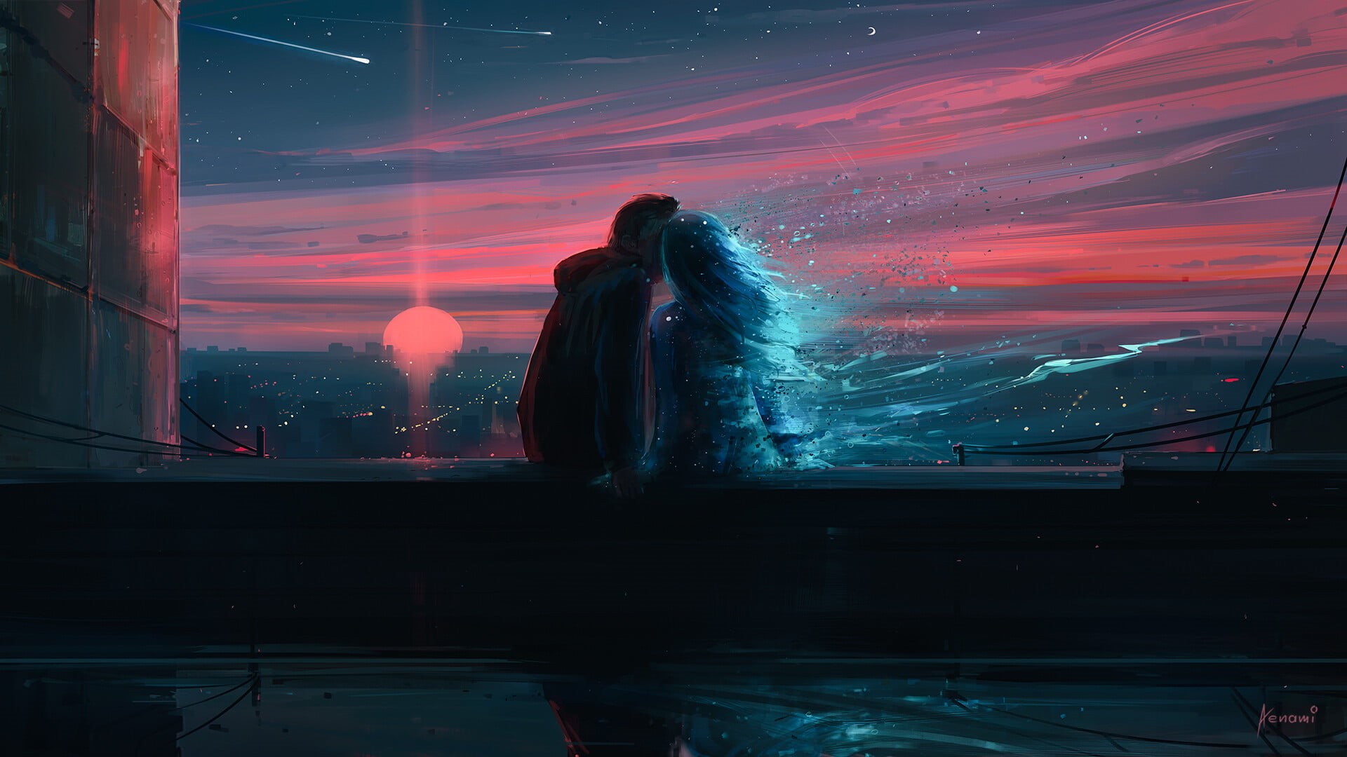sunset, 1080P, digital art, Aenami, artwork, HD Wallpaper