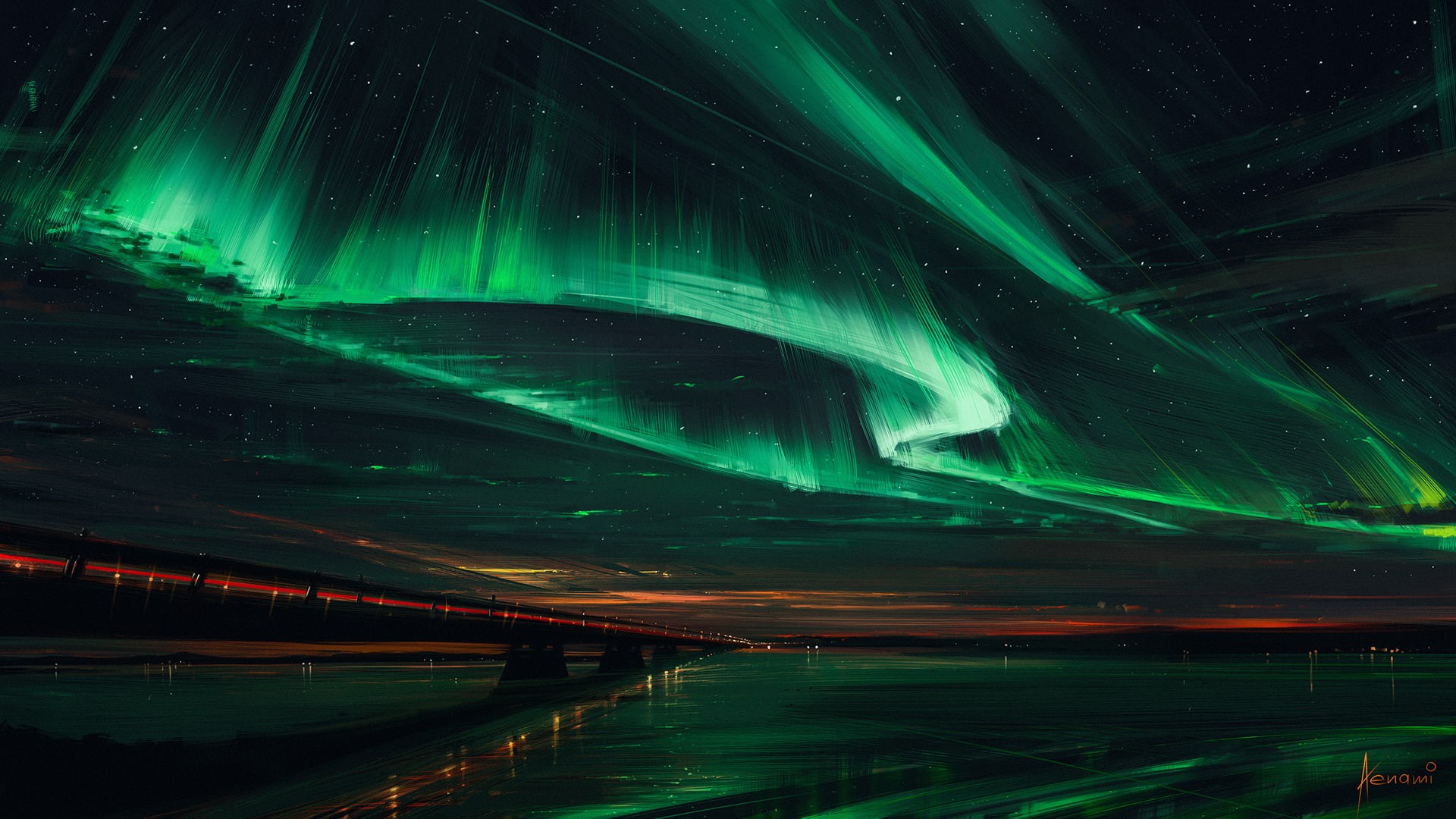 aurorae, Aenami, 1080P, digital art, HD Wallpaper