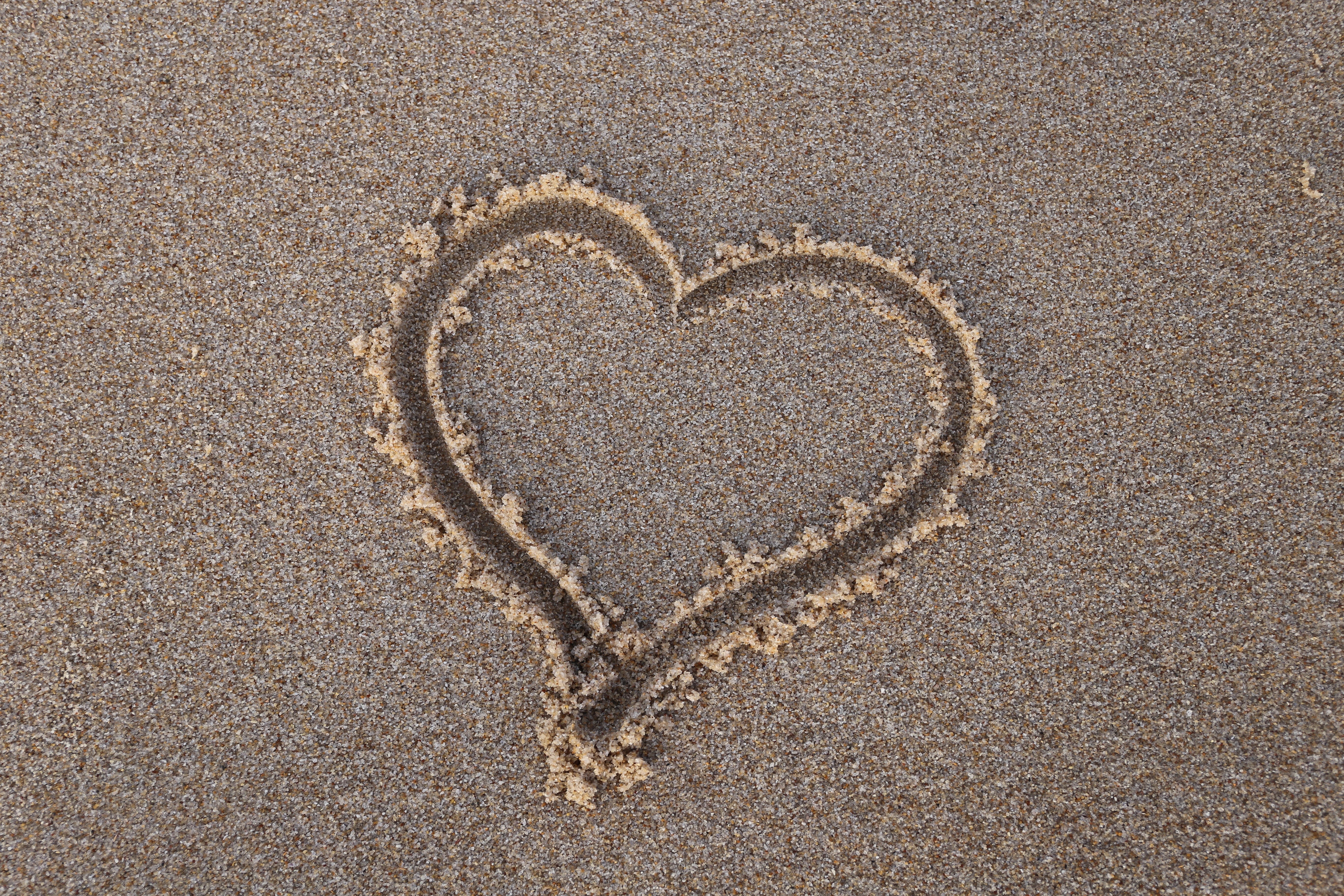drawing - activity, design, coast, art and craft, love, ocean, valentines day - holiday, positive emotion, sweet, heart, close-up, brown, shore, sign, beach, HD Wallpaper