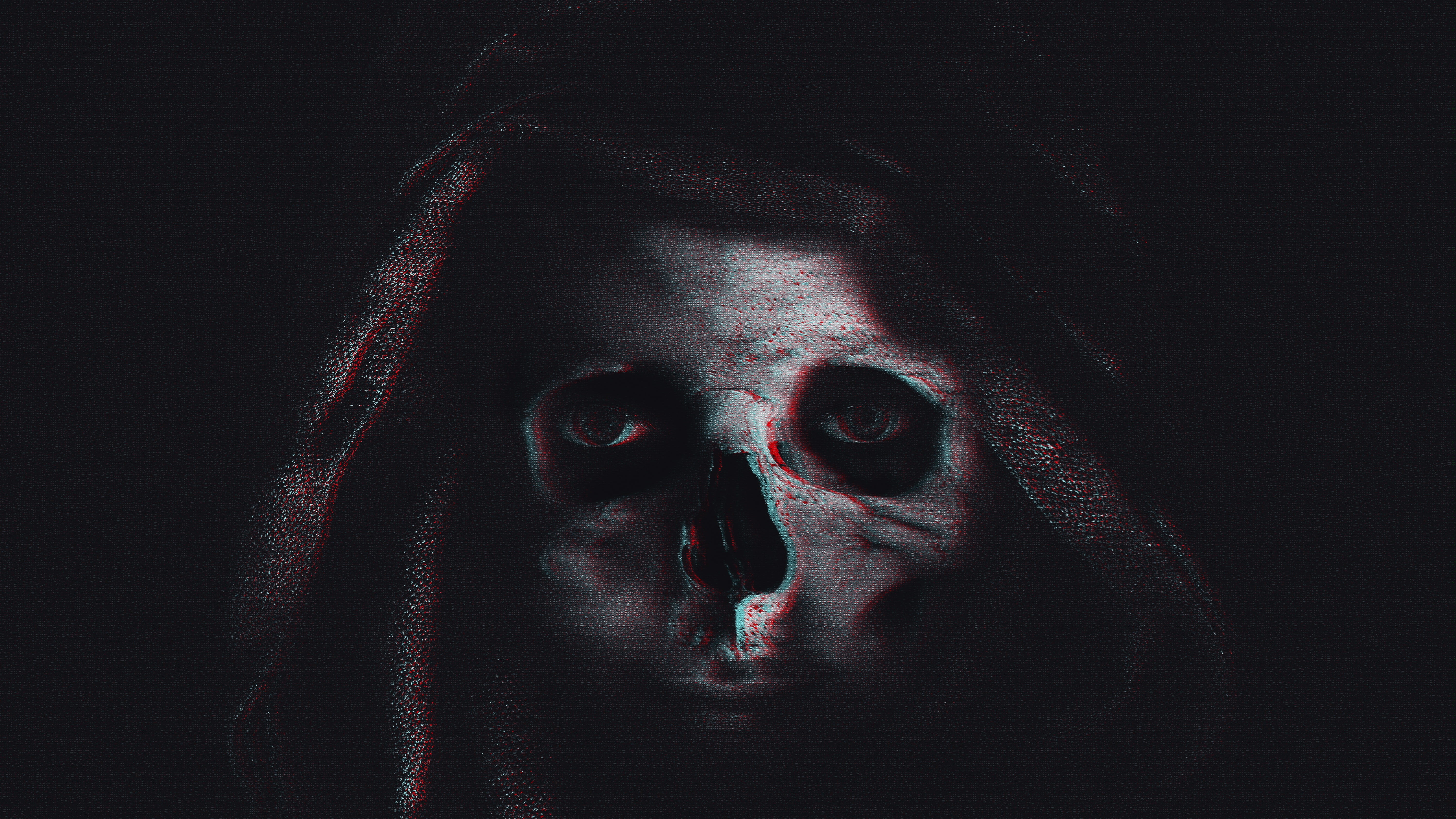 forehead, death, spooky, photo, portrait, the darkness, obscured face, bones, black background, headshot, face, bone, shock, human face, evil, 5K, kapuca, HD Wallpaper