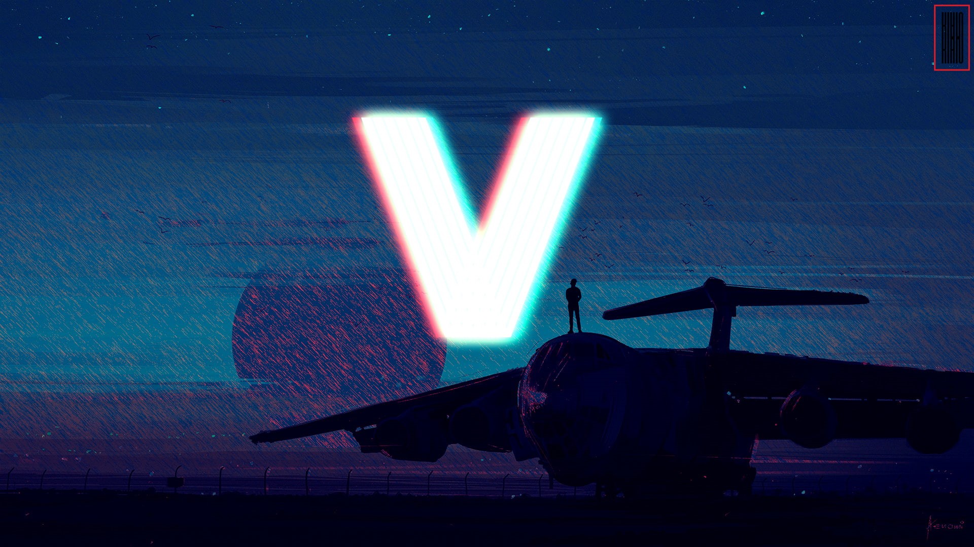 sky, no people, night, airport, air, mode of transportation, air vehicle, Photoshop, technology, airport runway, fighter plane, effects, aerospace industry, HD Wallpaper