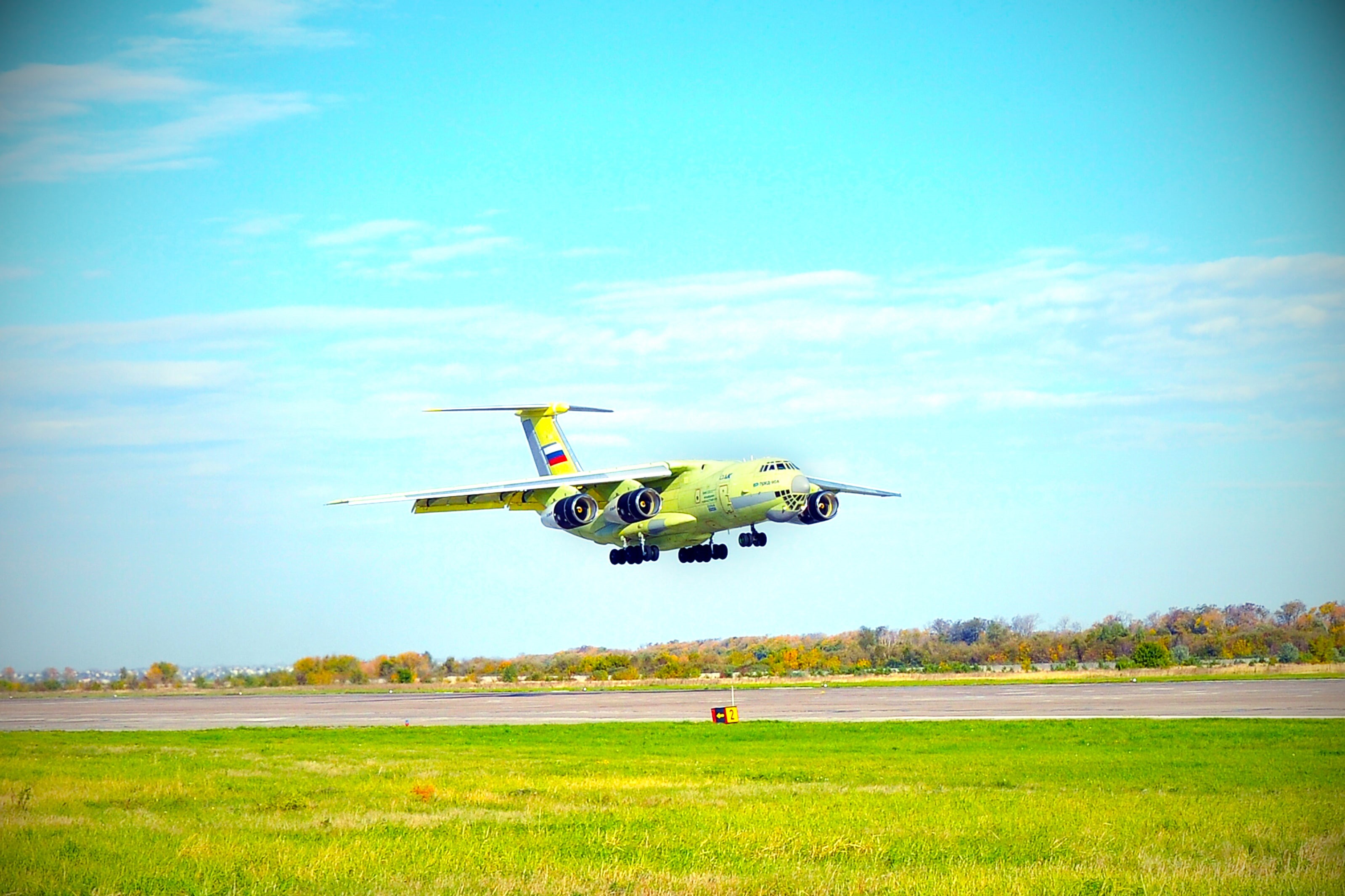 Aviation, plane, military transport aircraft, green, Ilyushin, Russia, white, Candid, The Il-76, 2K, The rise, 90A, The sky, Day, HD Wallpaper