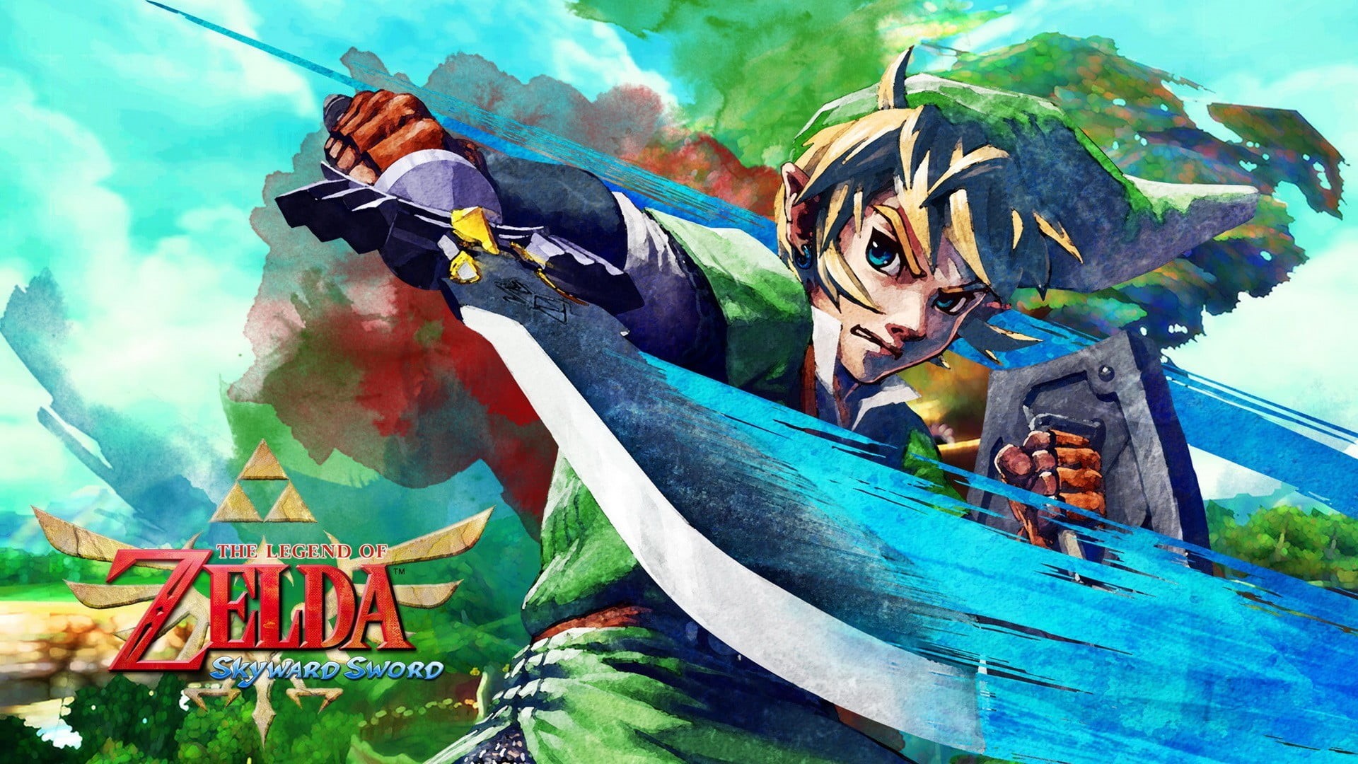 the legend of zelda: skyward sword, Link, nature, representation, creativity, female likeness, illustration, outdoors, animal wildlife, multi colored, mural, HD Wallpaper