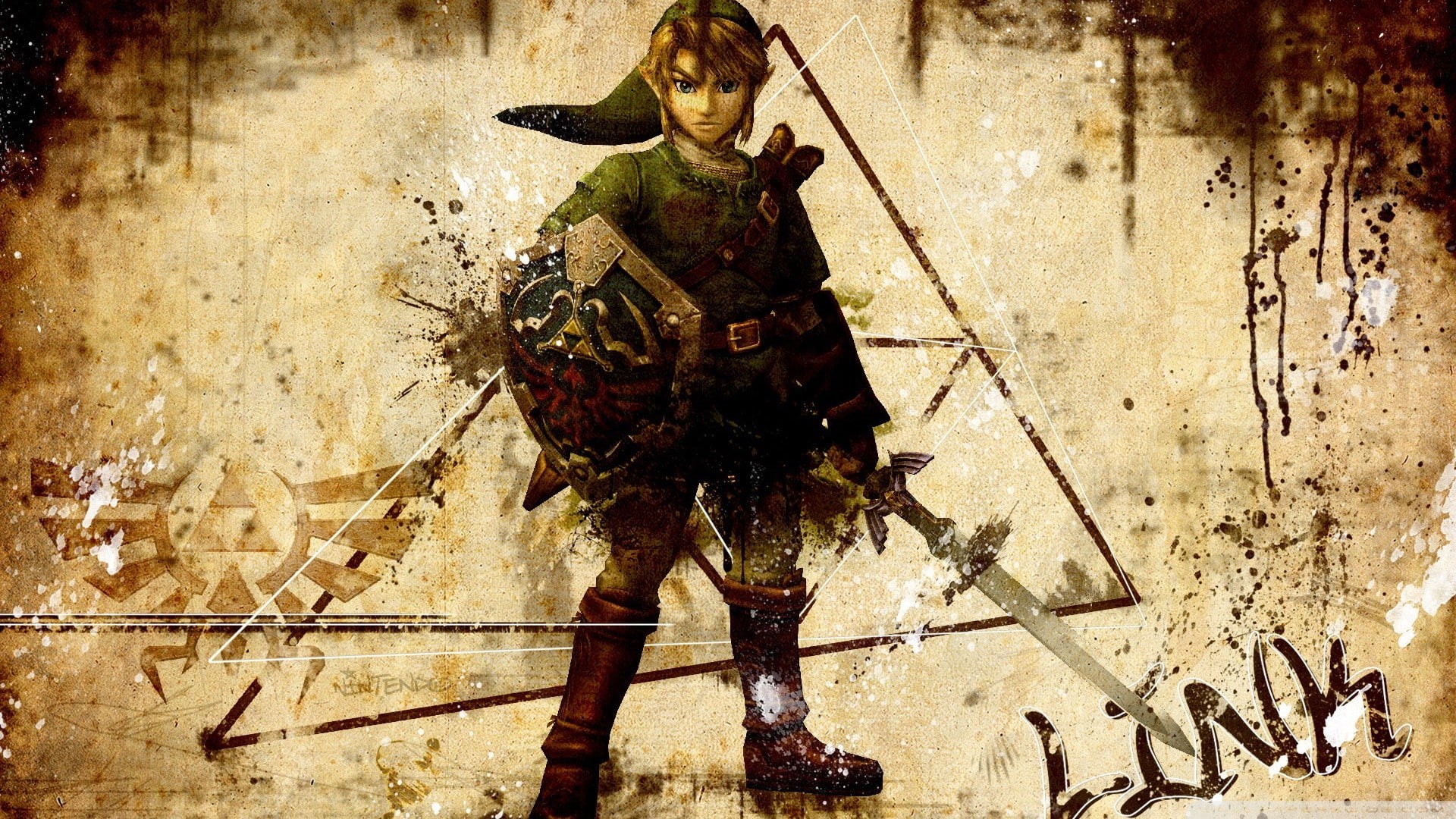 1080P, Master Sword, Triforce, Hylian Shield, video games, The Legend of Zelda, Link, HD Wallpaper