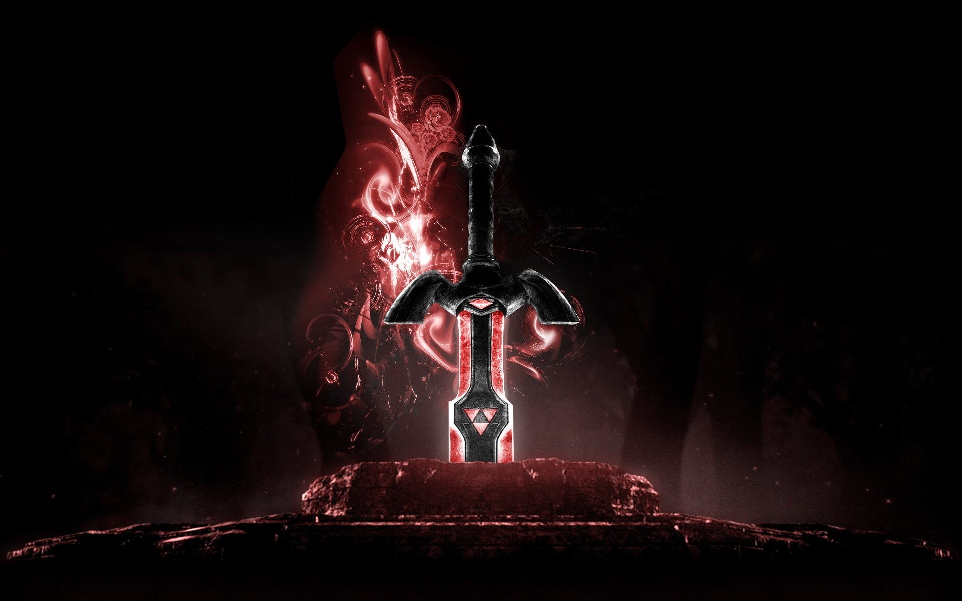 The Legend Of Zelda, 1080P, illustration, claymore, black, sword, Zelda, red, HD Wallpaper