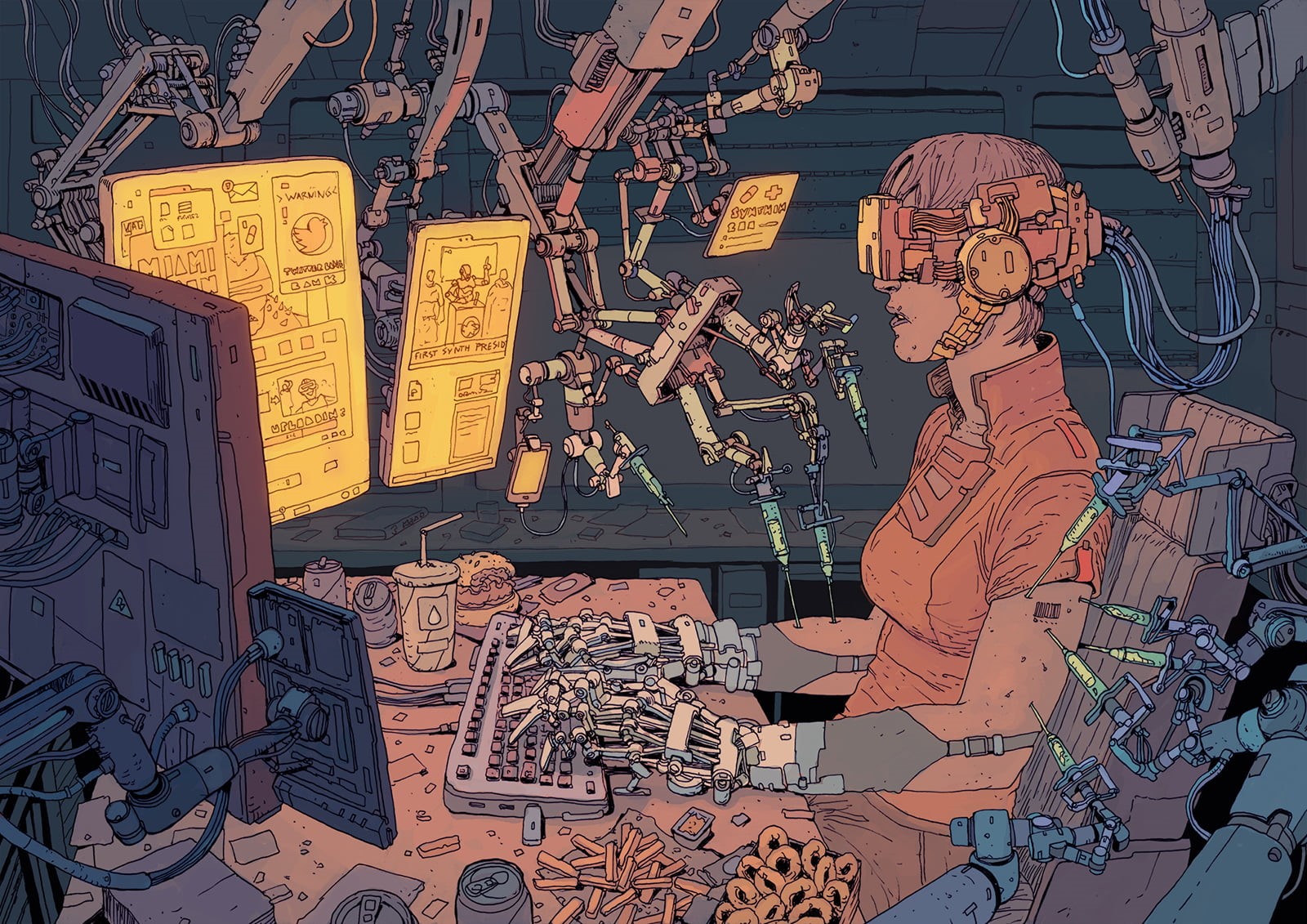 tech, art and craft, connection, f1x-2, machinery, one person, industry, technology, occupation, cyborg, male likeness, large group of objects, music, indoors, HD Wallpaper