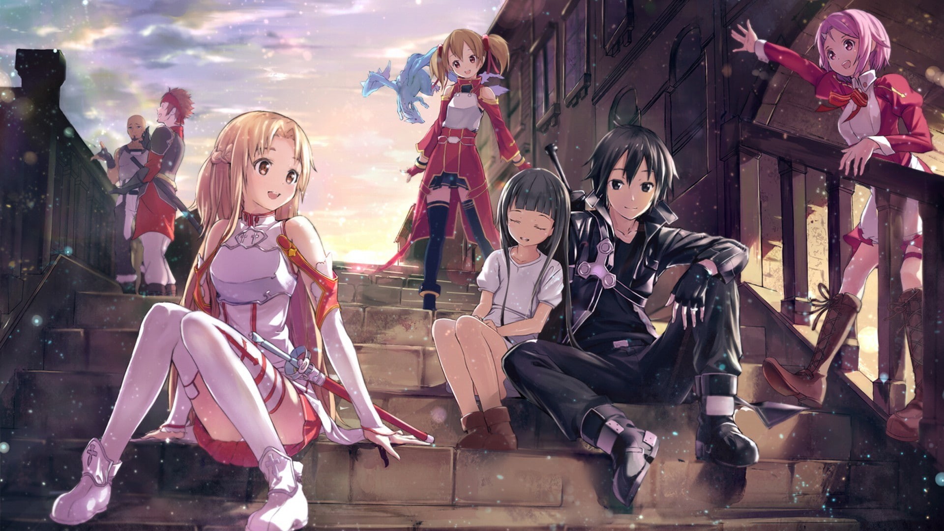 anime, Kirigaya Kazuto, Ayano Keiko, Sword Art Online, brunette, Yui-MHCP001, Yuuki Asuna, Shinozaki Rika, black hair, short hair, anime girls, video games, HD Wallpaper