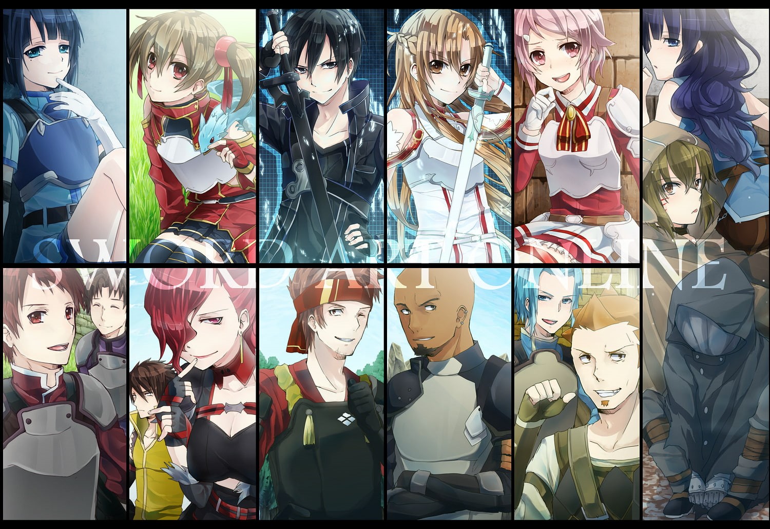 asuna, sword, ryoutarou, kirigaya, group, andrew, online, kazuto, gilbert, kirito, yuuki, art, shinozaki, ayano, rika, tsuboi, keiko, mills, tagme, tundereyuina, HD Wallpaper
