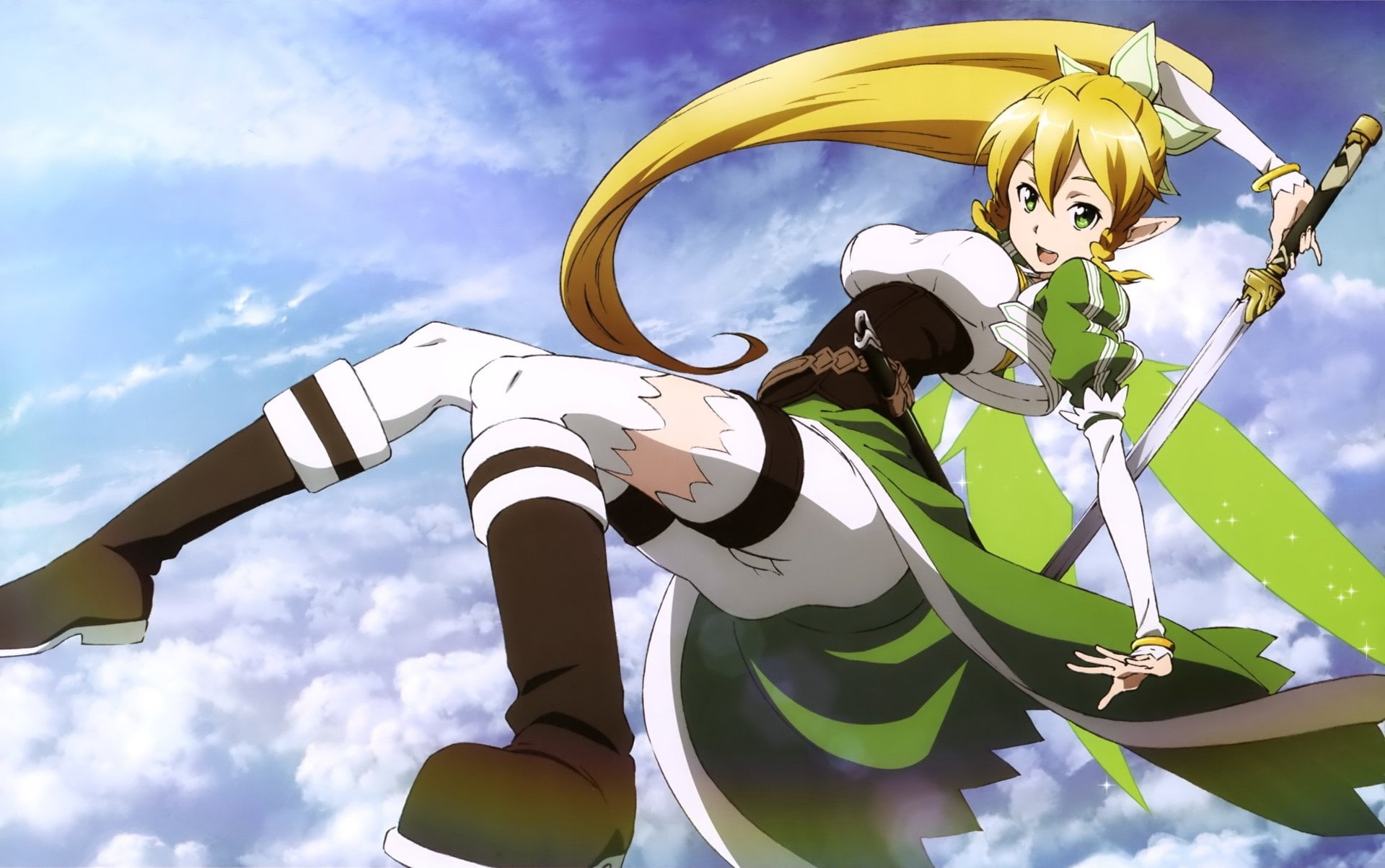 nature, cloud - sky, Leafa (Sword Art Online), sky, human representation, sunlight, architecture, craft, sculpture, Sword Art Online, day, leisure activity, HD Wallpaper