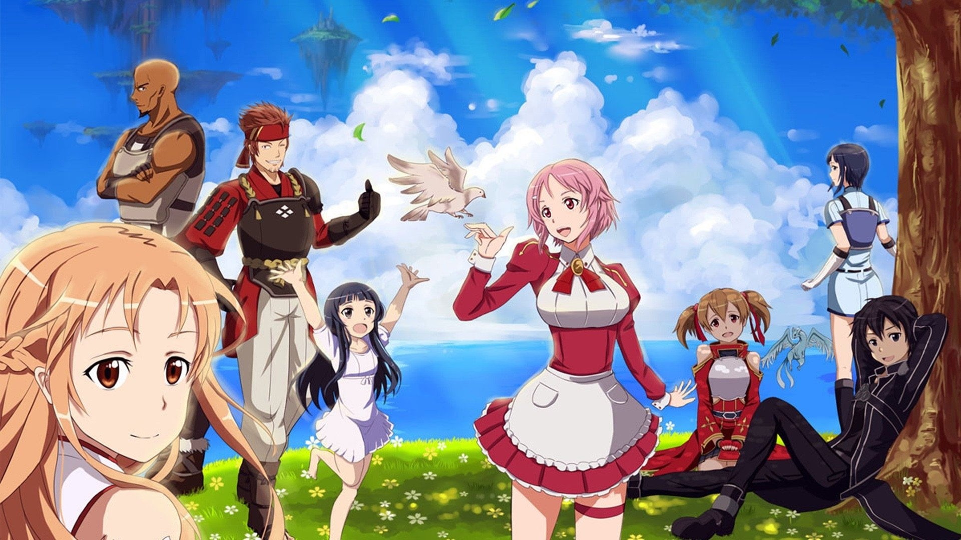 sky, sculpture, representation, arts culture and entertainment, leisure activity, nature, Sachi (Sword Art Online), Sword Art Online, real people, men, HD Wallpaper
